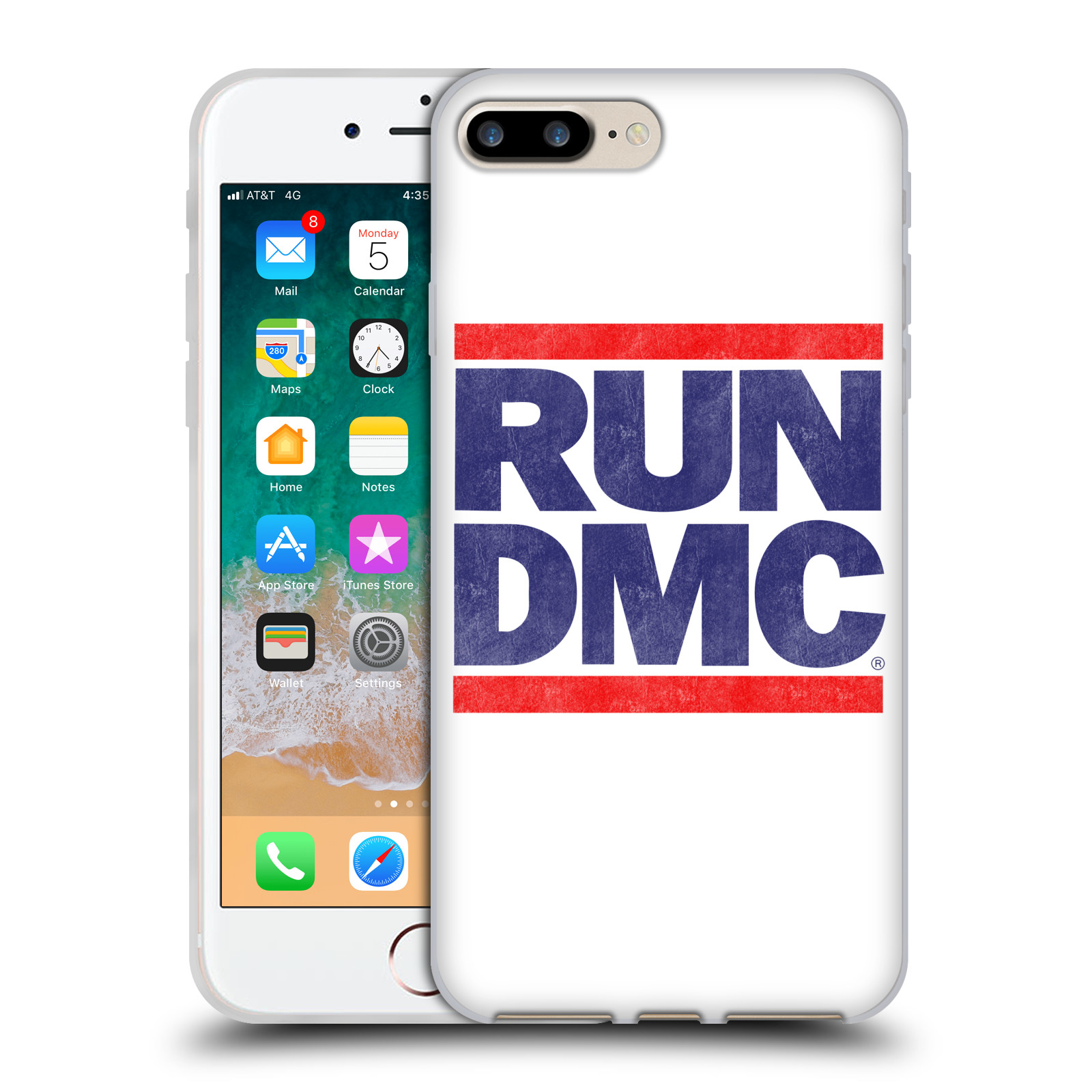 HEAD CASE silikonový obal na mobil Apple Iphone 7 PLUS rapová kapela Run DMC modrá a červená nadpis