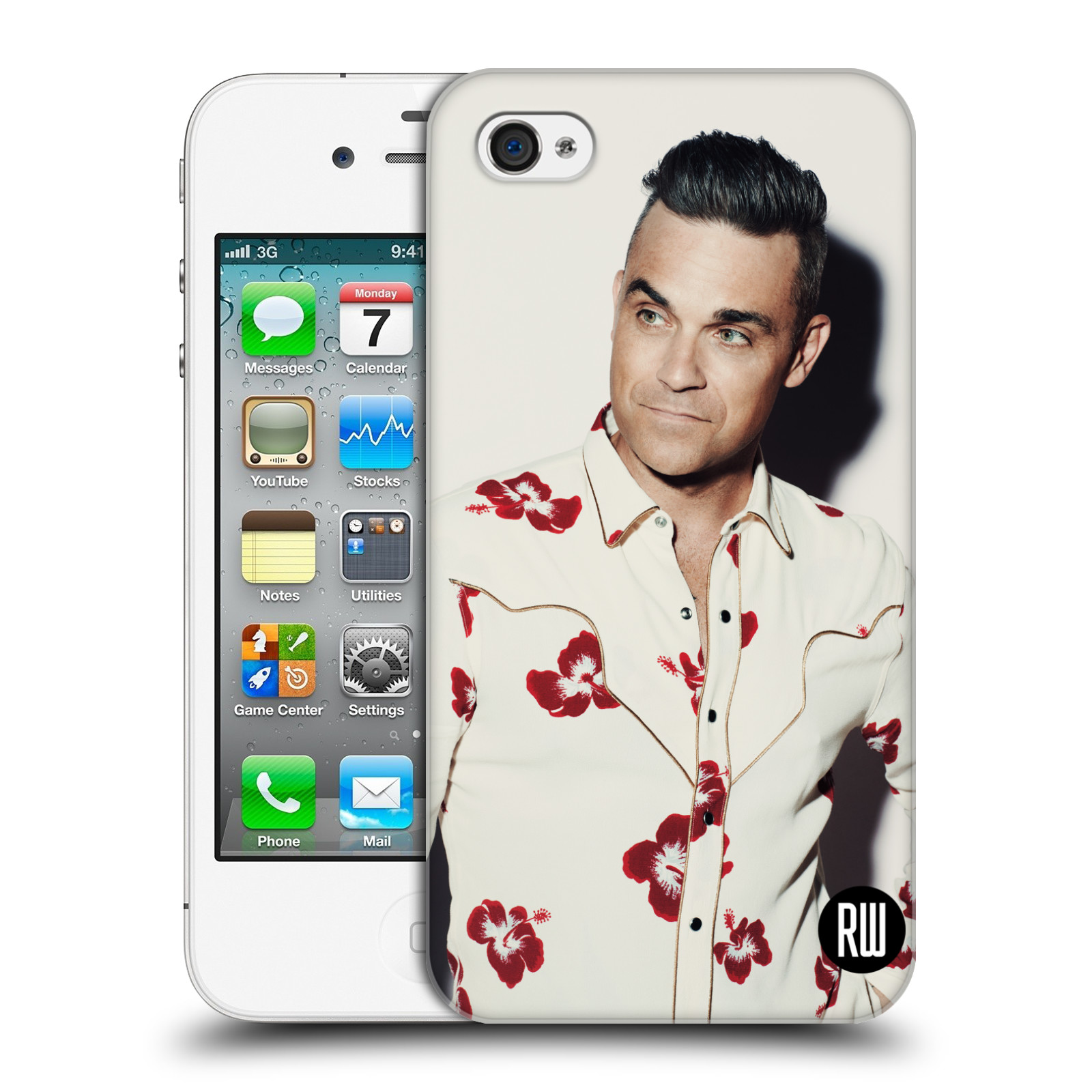 Zadní obal pro mobil Apple Iphone 4/4S - HEAD CASE - Zpěvák Robbie Williams - Foto 1