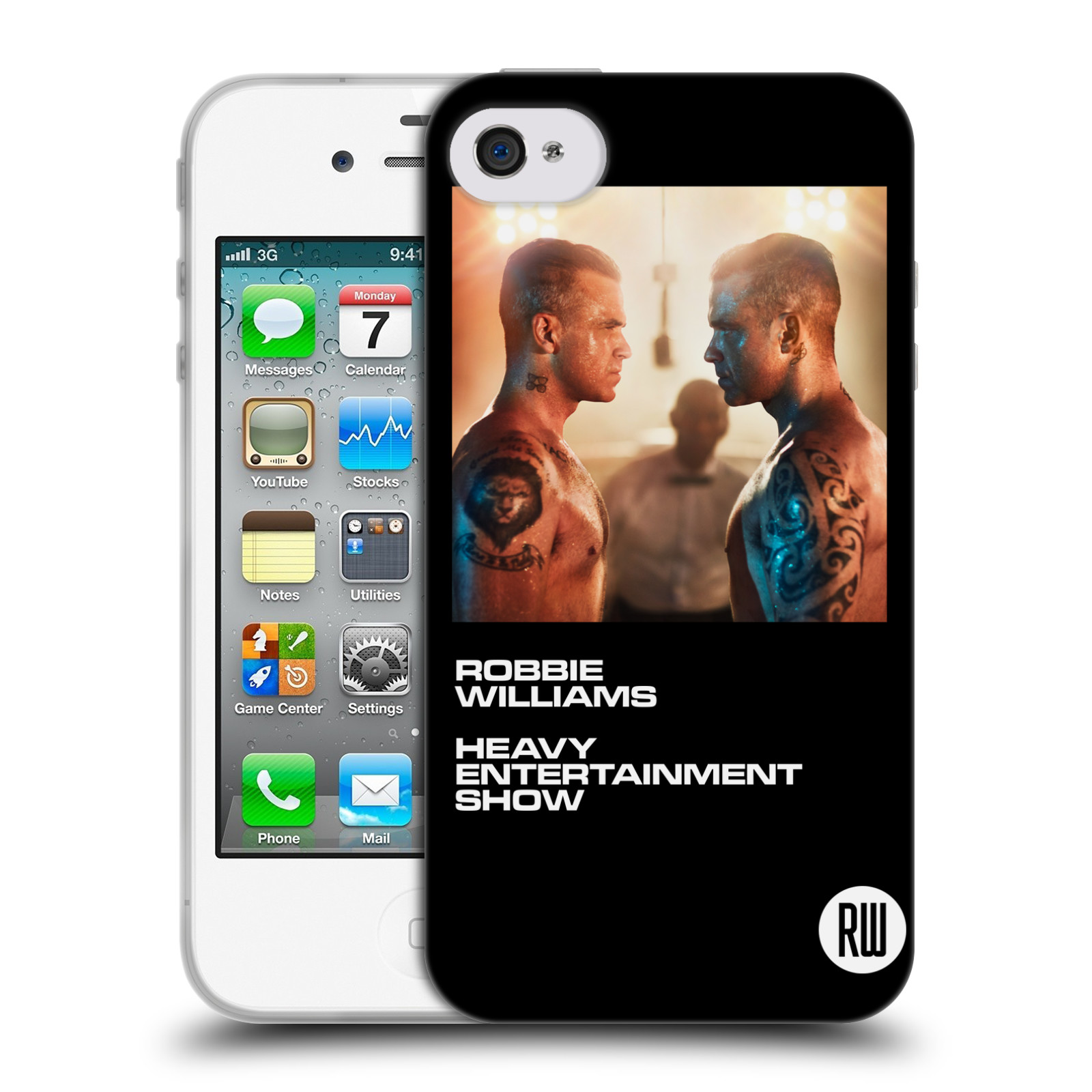 HEAD CASE silikonový obal na mobil Apple Iphone 4/4S zpěvák Robbie Williams souboj