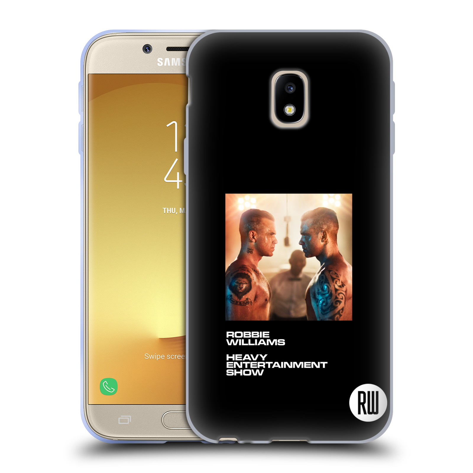 HEAD CASE silikonový obal na mobil Samsung Galaxy J3 2017 (J330, J330F) zpěvák Robbie Williams souboj