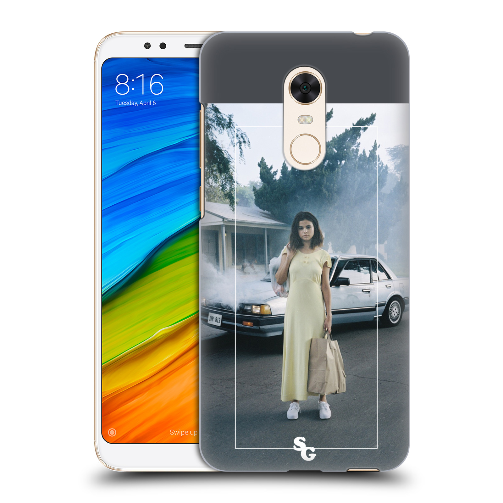 HEAD CASE plastový obal na mobil Xiaomi Redmi 5 PLUS Zpěvačka Selena Gomez Fetish žluté šaty