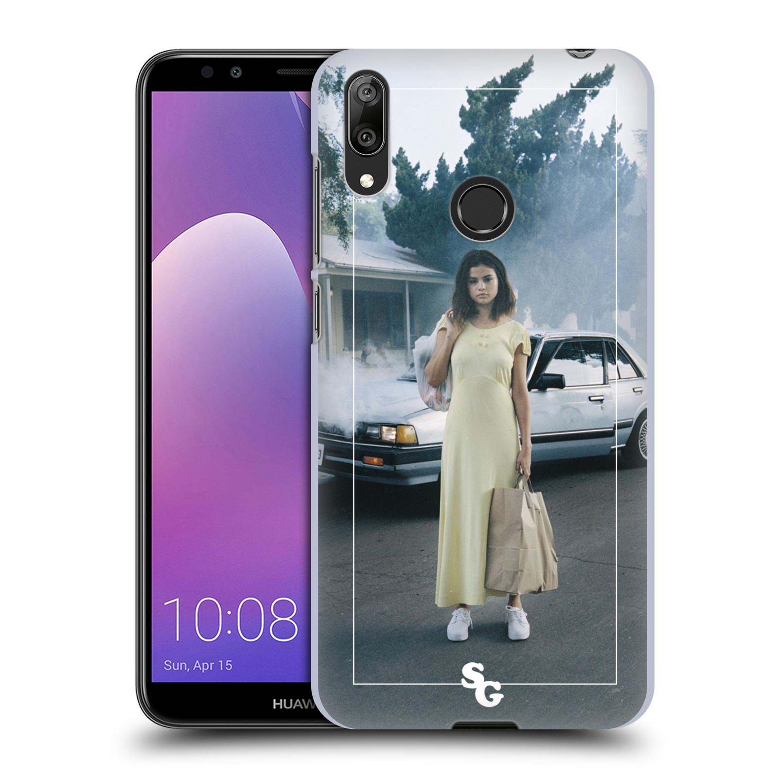 Pouzdro na mobil Huawei Y7 2019 - Head Case - Zpěvačka Selena Gomez Fetish žluté šaty