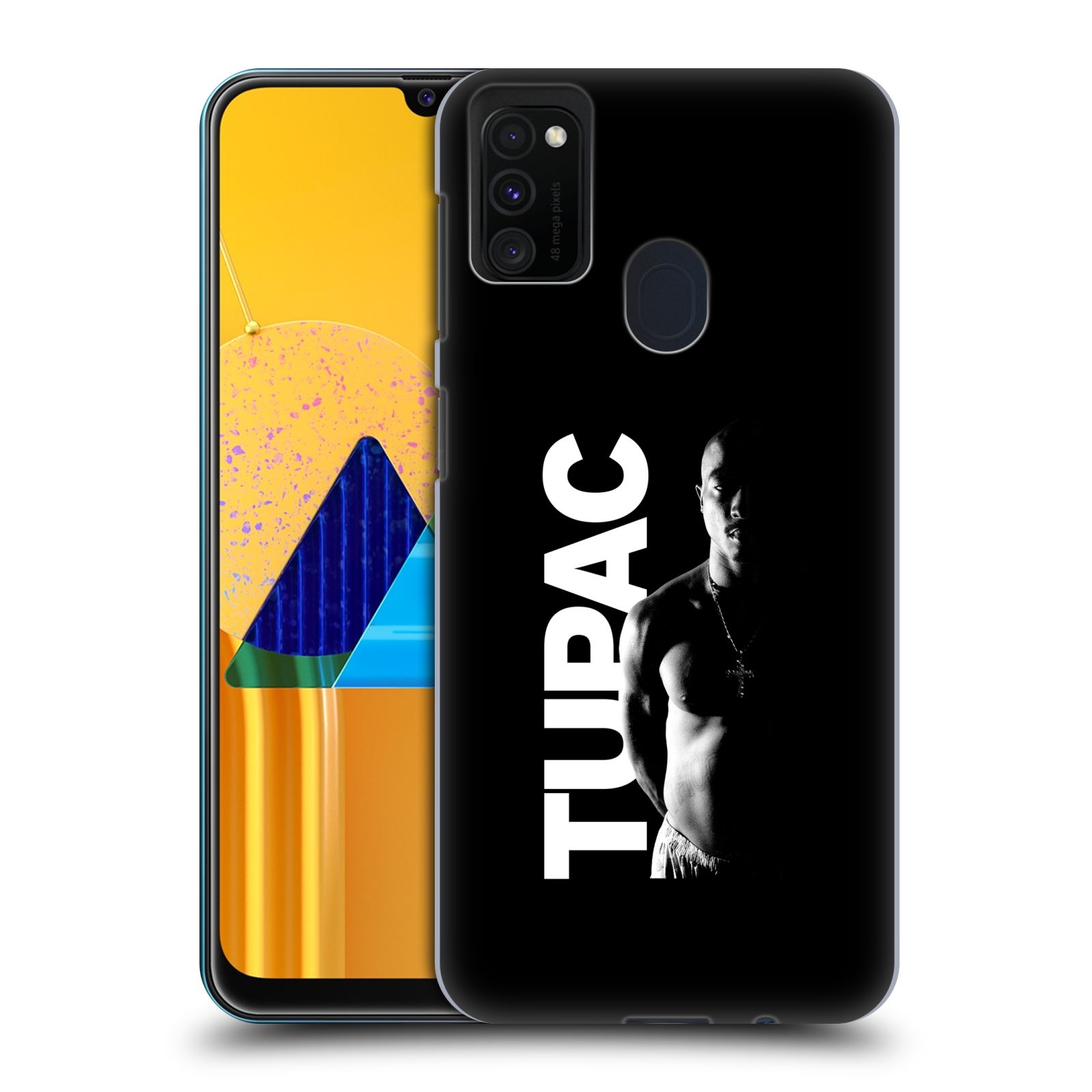 Zadní kryt na mobil Samsung Galaxy M21 Zpěvák rapper Tupac Shakur 2Pac bílý nadpis
