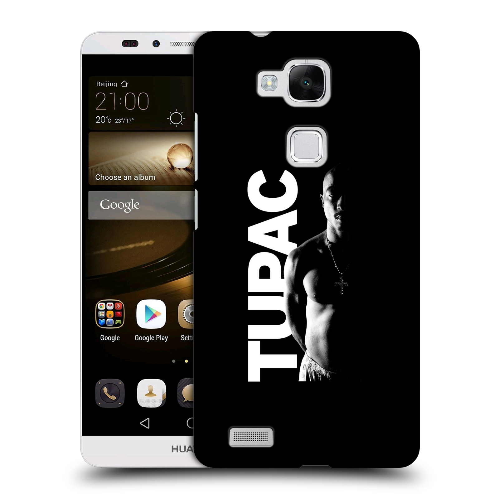 HEAD CASE plastový obal na mobil Huawei Mate 7 Zpěvák rapper Tupac Shakur 2Pac bílý nadpis
