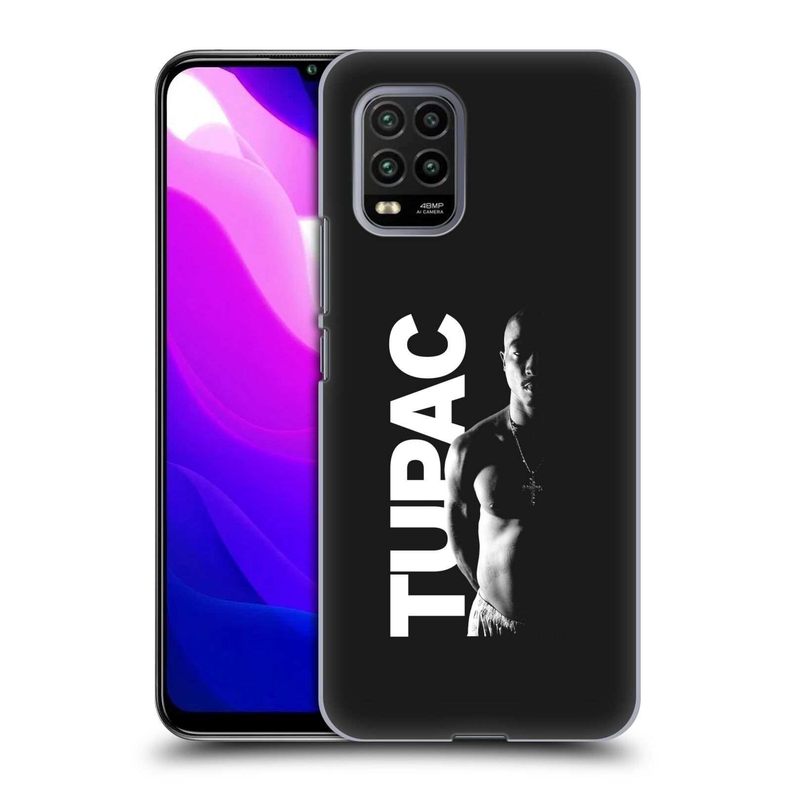 Zadní kryt, obal na mobil Xiaomi Mi 10 LITE Zpěvák rapper Tupac Shakur 2Pac bílý nadpis