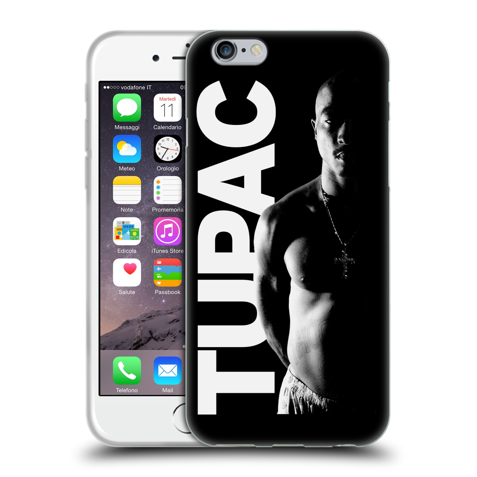 HEAD CASE silikonový obal na mobil Apple Iphone 6/6S Zpěvák rapper Tupac Shakur 2Pac bílý nadpis