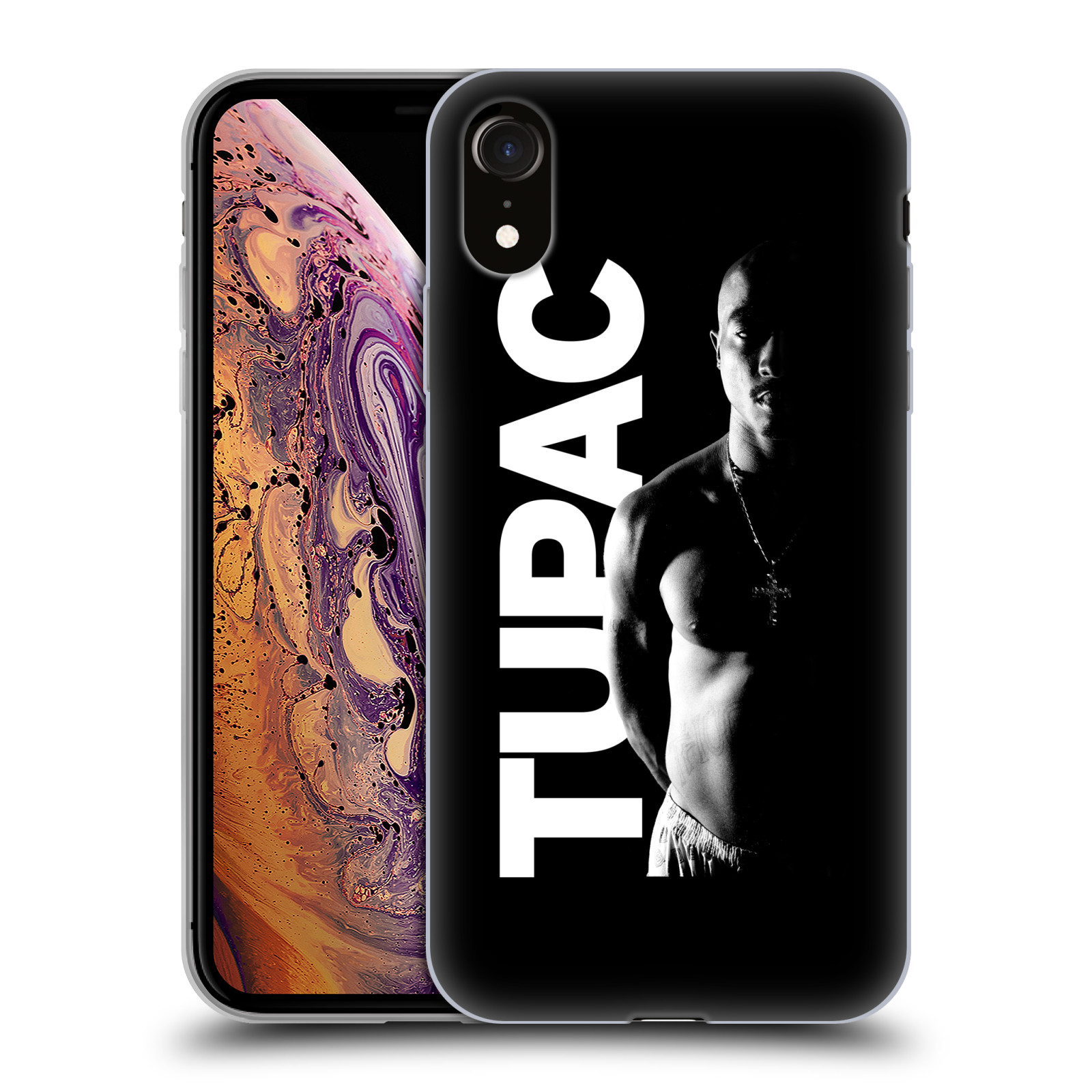 HEAD CASE silikon obal na mobil Apple Iphone XR Zpěvák rapper Tupac Shakur 2Pac bílý nadpis