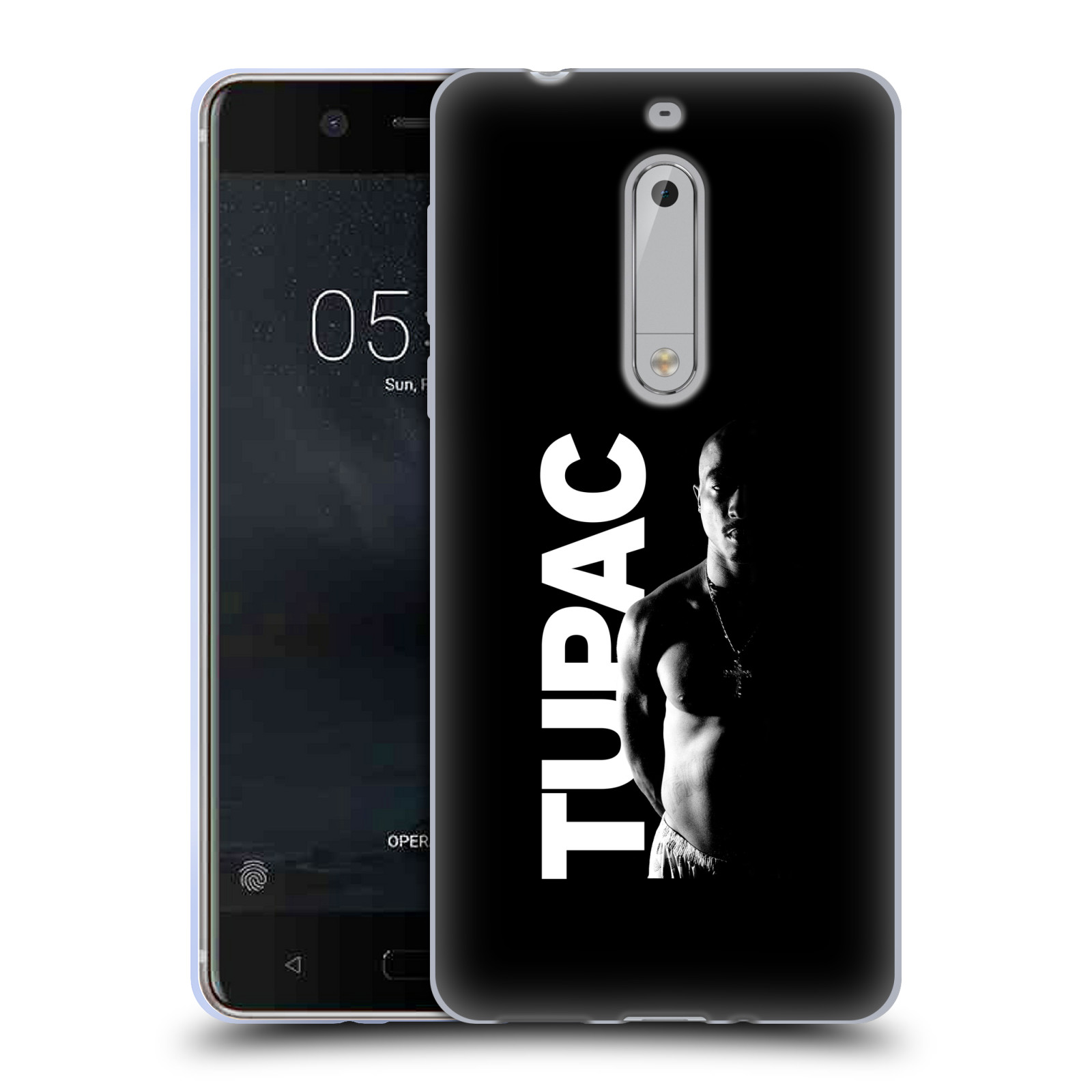 HEAD CASE silikonový obal na mobil Nokia 5 Zpěvák rapper Tupac Shakur 2Pac bílý nadpis