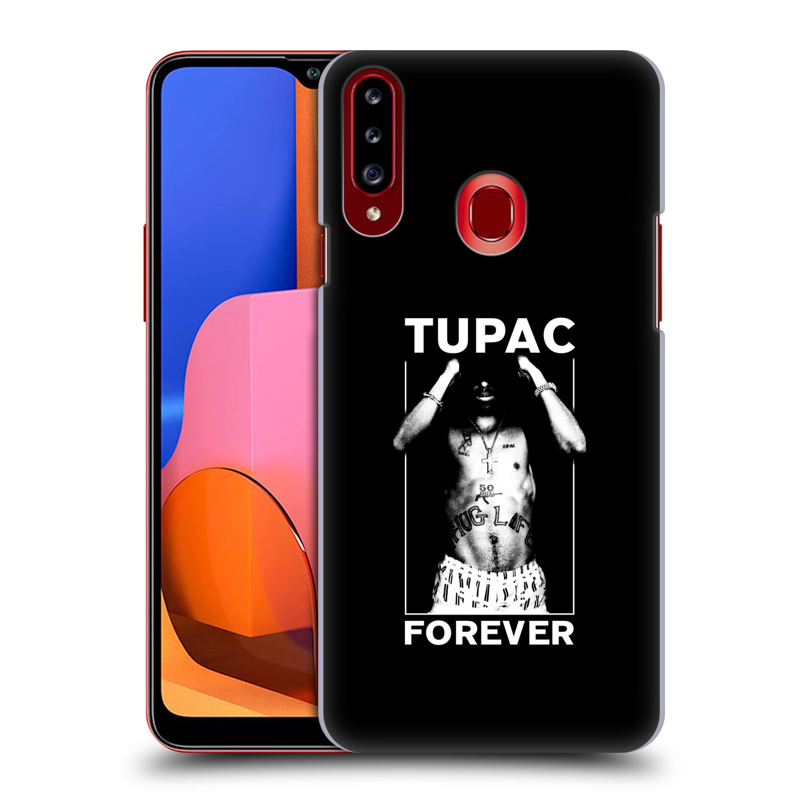 HEAD CASE plastový obal na mobil Samsung Galaxy A20s Zpěvák rapper Tupac Shakur 2Pac bílý popisek FOREVER