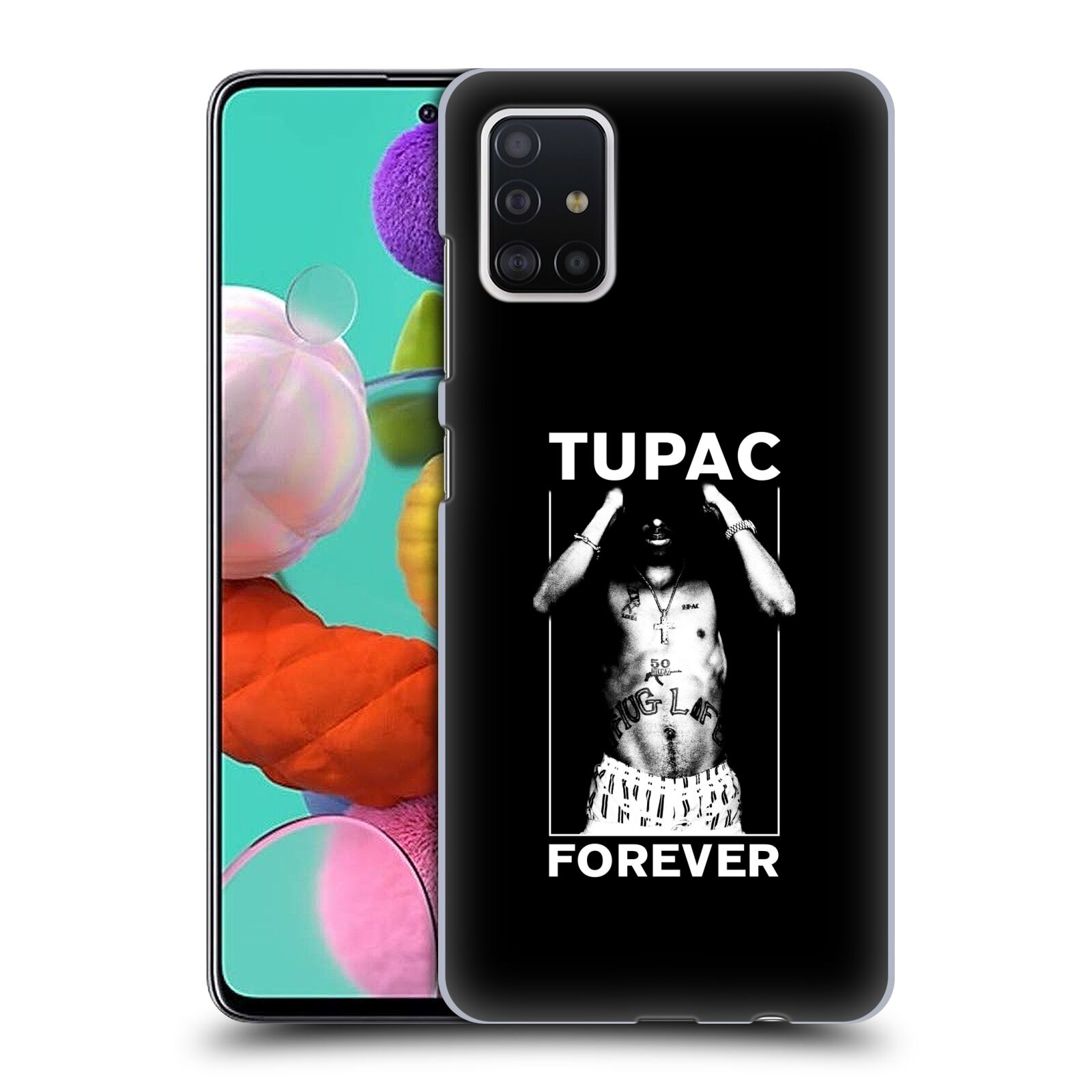 Pouzdro na mobil Samsung Galaxy A51 - HEAD CASE - Zpěvák rapper Tupac Shakur 2Pac bílý popisek FOREVER