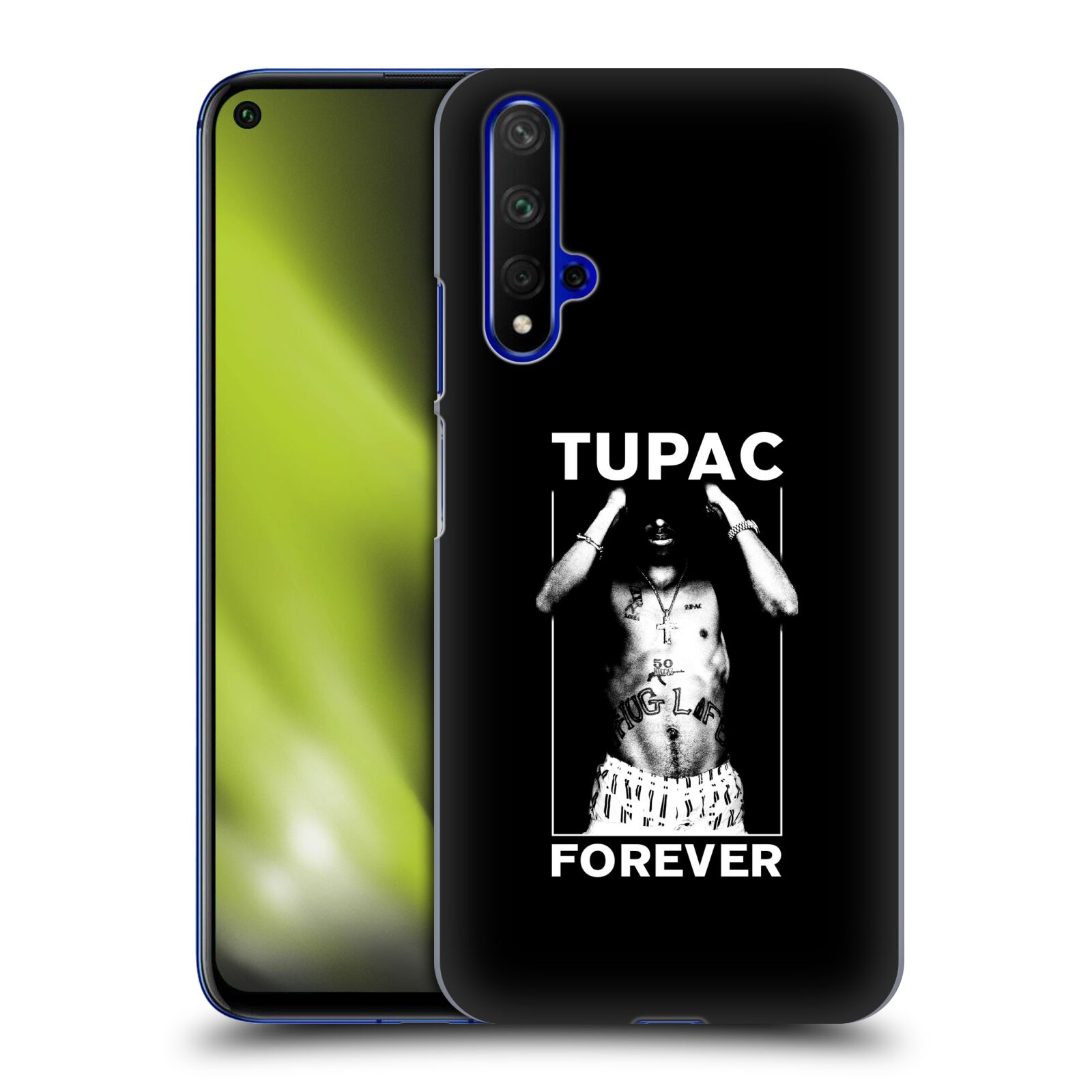 Pouzdro na mobil Honor 20 - HEAD CASE - Zpěvák rapper Tupac Shakur 2Pac bílý popisek FOREVER