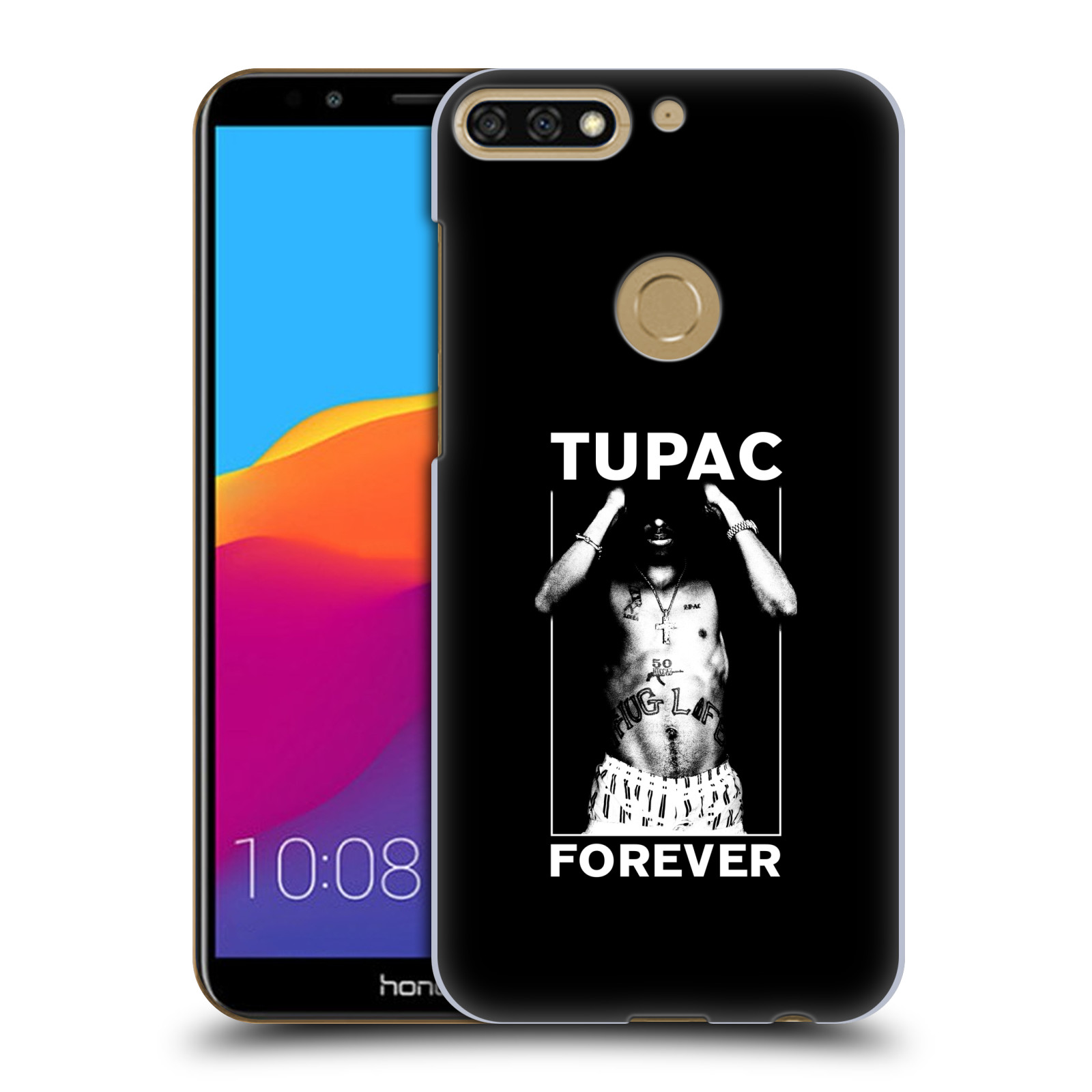 HEAD CASE plastový obal na mobil Honor 7c Zpěvák rapper Tupac Shakur 2Pac bílý popisek FOREVER