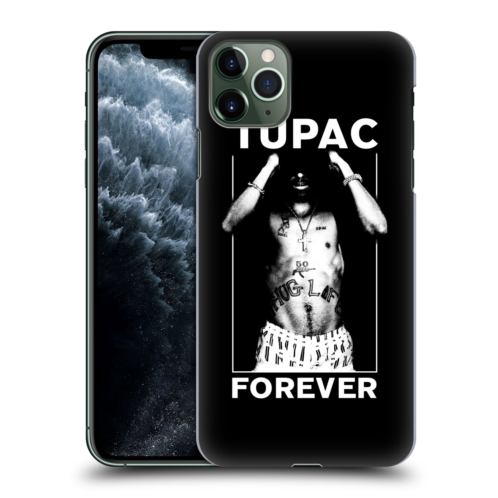 Pouzdro na mobil Apple Iphone 11 PRO MAX - HEAD CASE - Zpěvák rapper Tupac Shakur 2Pac bílý popisek FOREVER