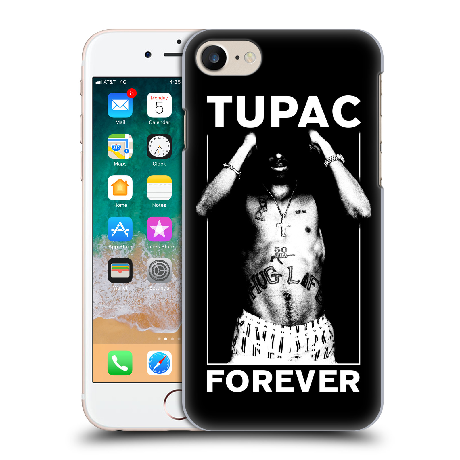 Plastové pouzdro pro mobil Apple Iphone 7/8/SE 2020 Zpěvák rapper Tupac Shakur 2Pac bílý popisek FOREVER