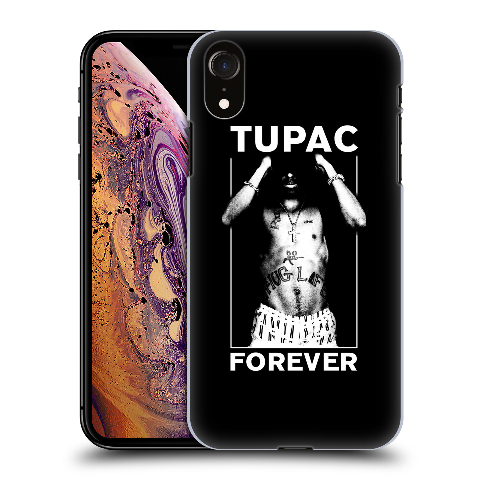 HEAD CASE plastový obal na mobil Apple Iphone XR Zpěvák rapper Tupac Shakur 2Pac bílý popisek FOREVER
