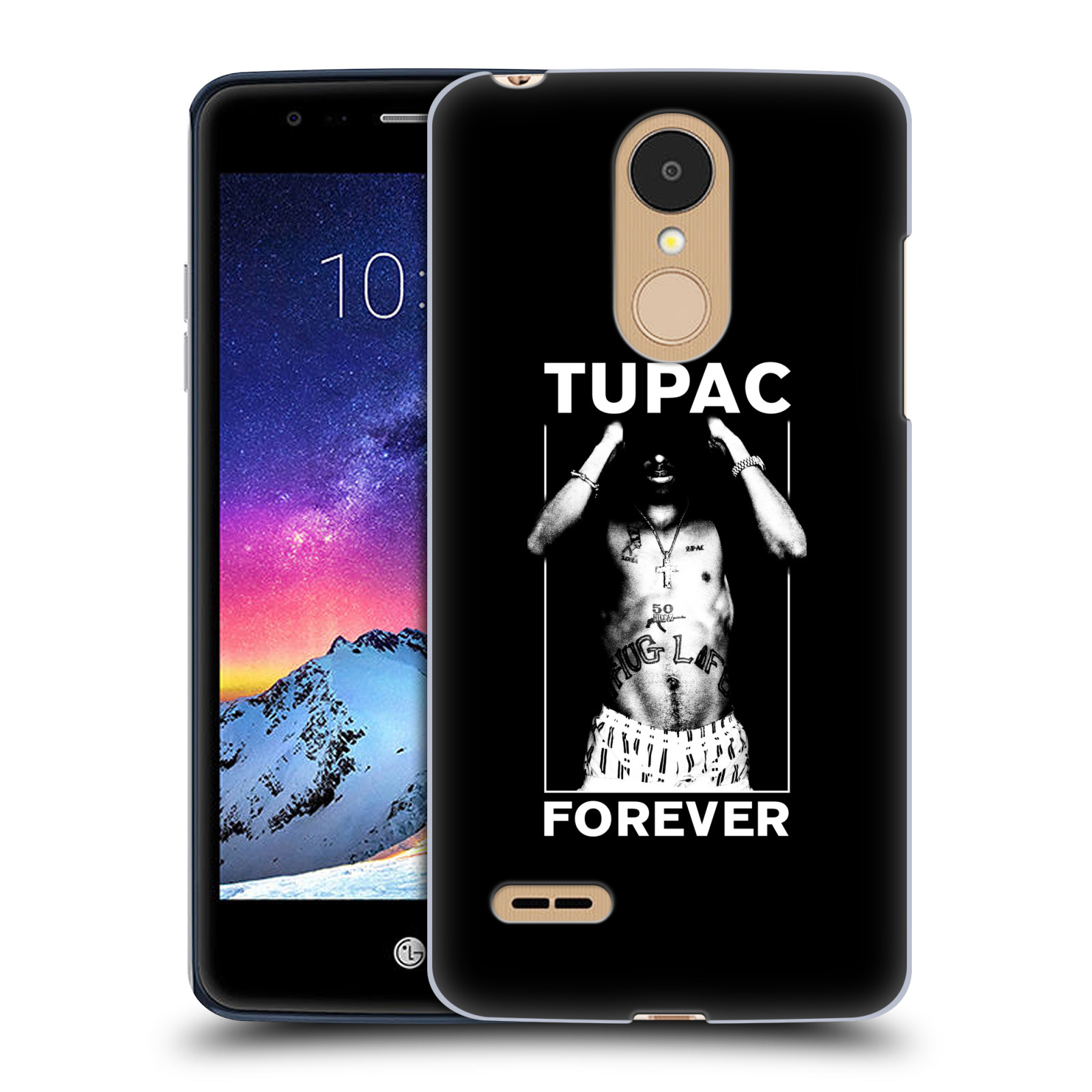 HEAD CASE plastový obal na mobil LG K9 / K8 2018 Zpěvák rapper Tupac Shakur 2Pac bílý popisek FOREVER