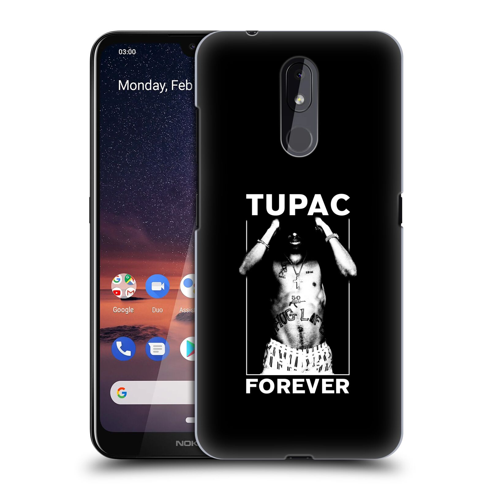 Pouzdro na mobil Nokia 3.2 - HEAD CASE - Zpěvák rapper Tupac Shakur 2Pac bílý popisek FOREVER