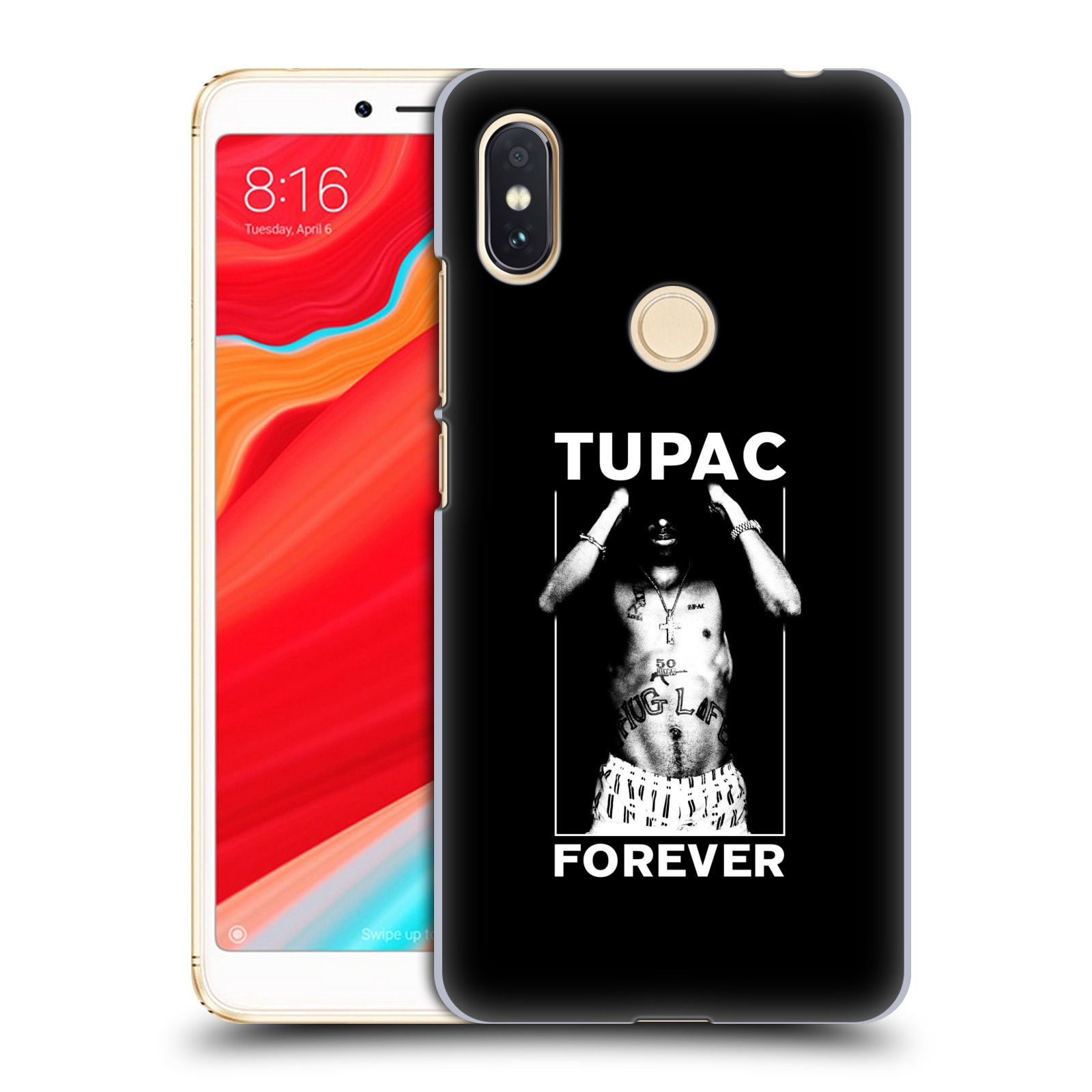 HEAD CASE plastový obal na mobil Xiaomi Redmi S2 Zpěvák rapper Tupac Shakur 2Pac bílý popisek FOREVER