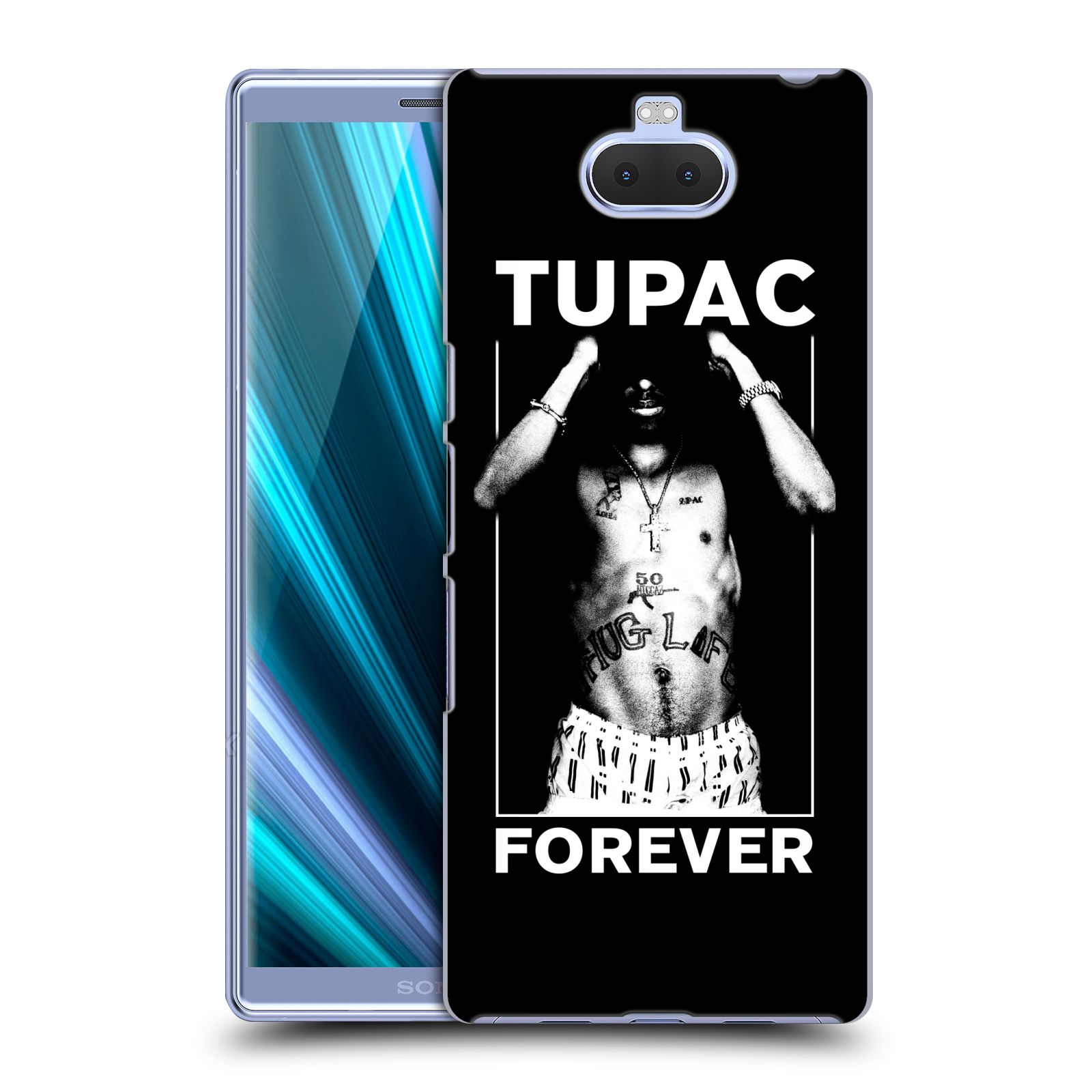 Pouzdro na mobil Sony Xperia 10 - Head Case - Zpěvák rapper Tupac Shakur 2Pac bílý popisek FOREVER