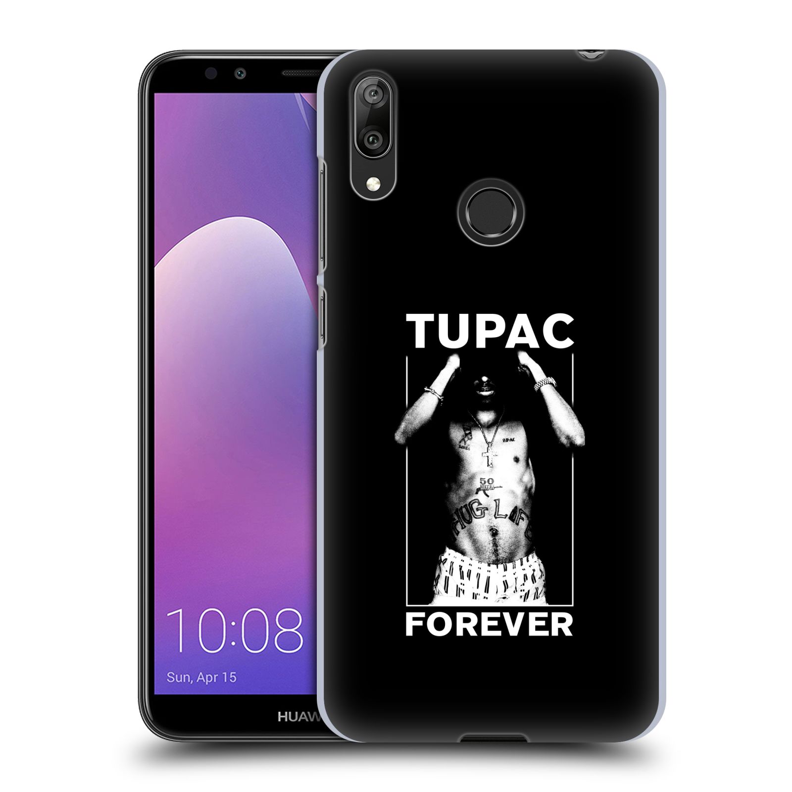 Pouzdro na mobil Huawei Y7 2019 - Head Case - Zpěvák rapper Tupac Shakur 2Pac bílý popisek FOREVER