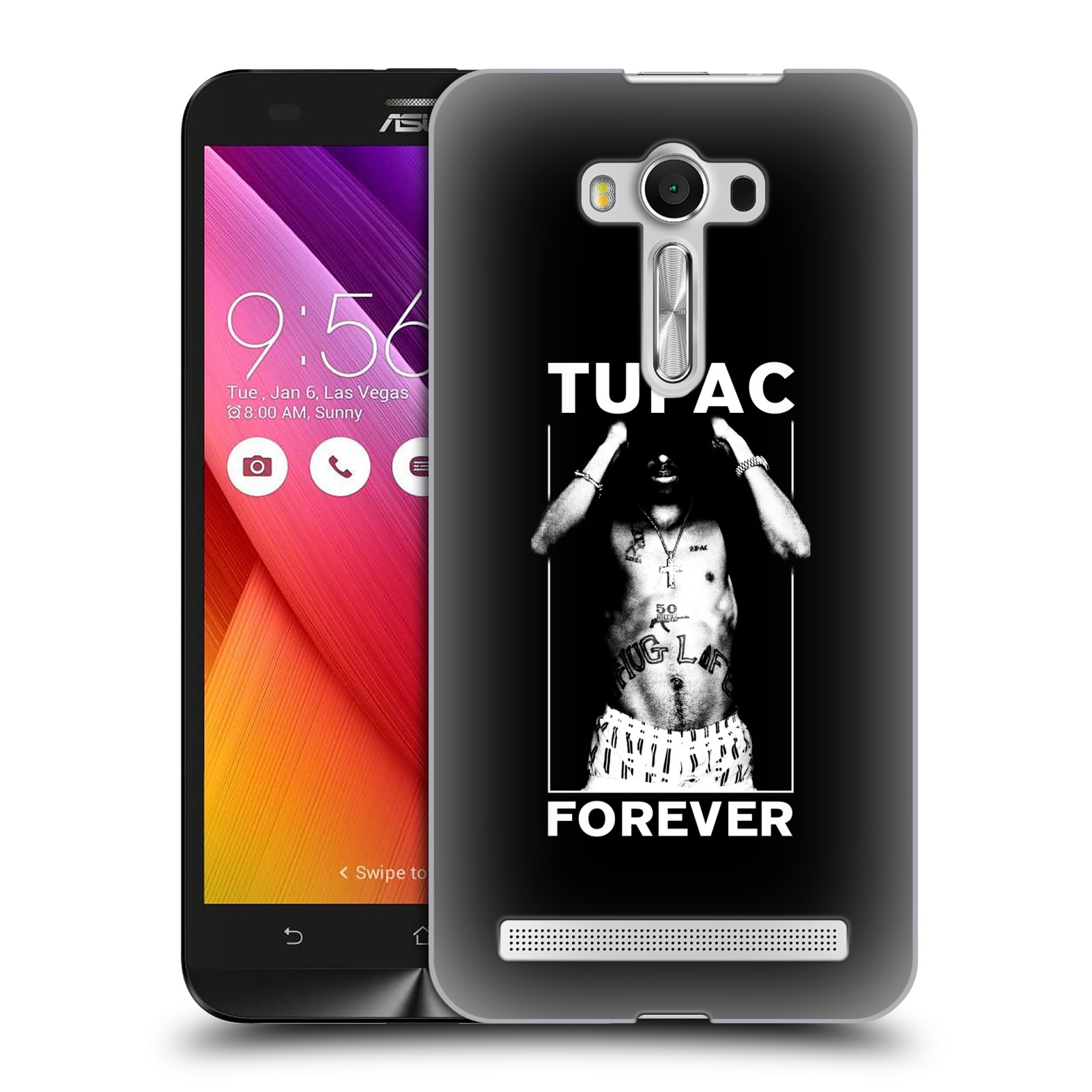 HEAD CASE plastový obal na mobil Asus Zenfone 2 LASER (5,5 displej ZE550KL) Zpěvák rapper Tupac Shakur 2Pac bílý popisek FOREVER