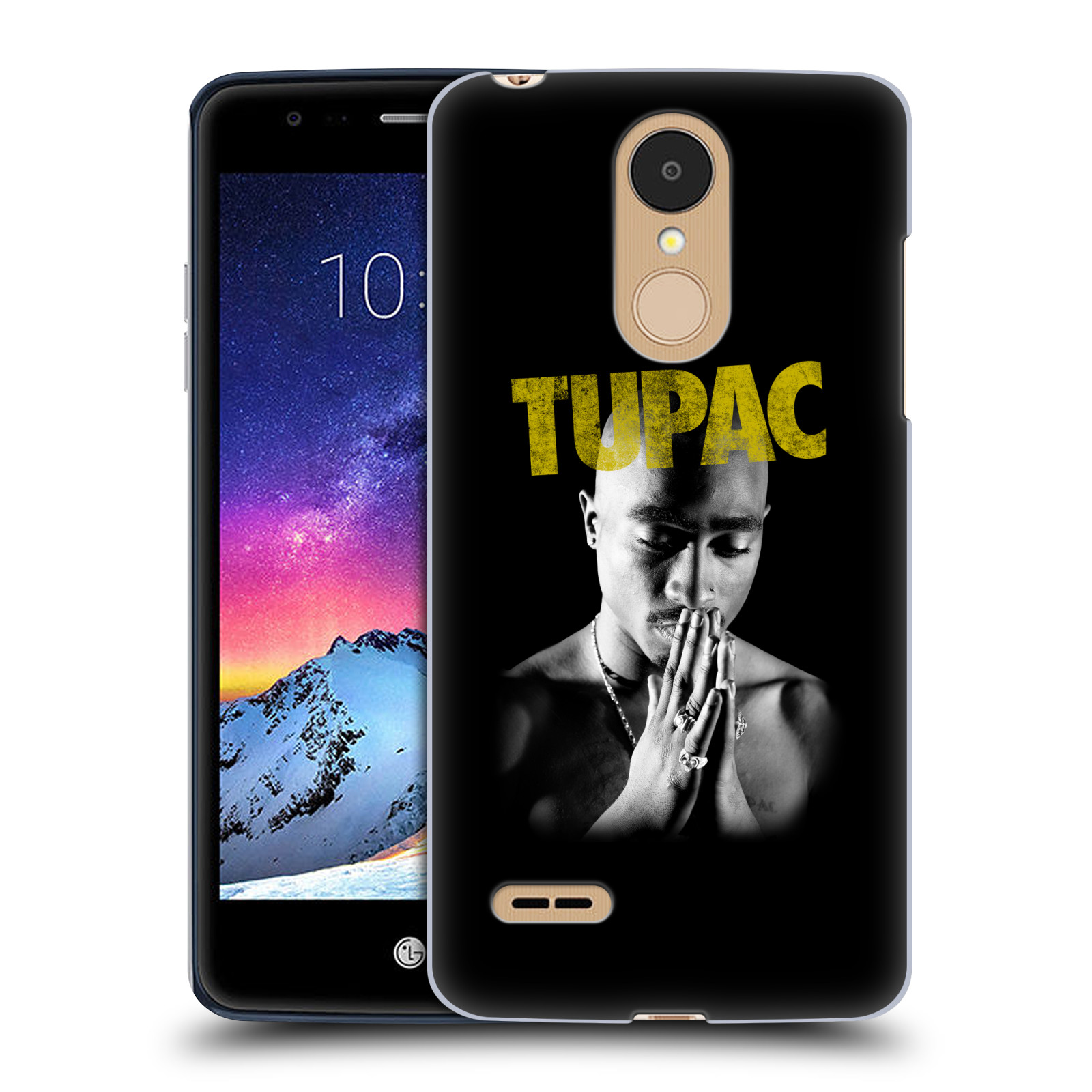 HEAD CASE plastový obal na mobil LG K9 / K8 2018 Zpěvák rapper Tupac Shakur 2Pac zlatý nadpis