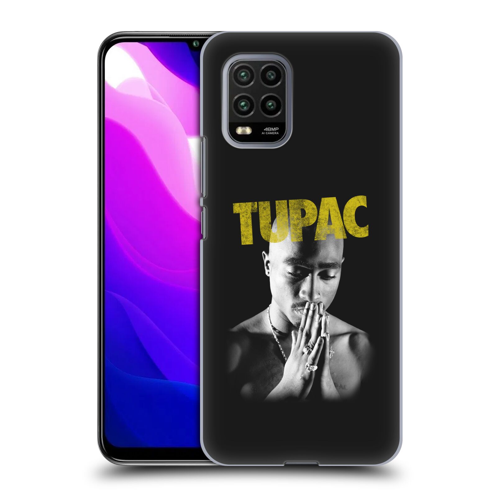 Zadní kryt, obal na mobil Xiaomi Mi 10 LITE Zpěvák rapper Tupac Shakur 2Pac zlatý nadpis