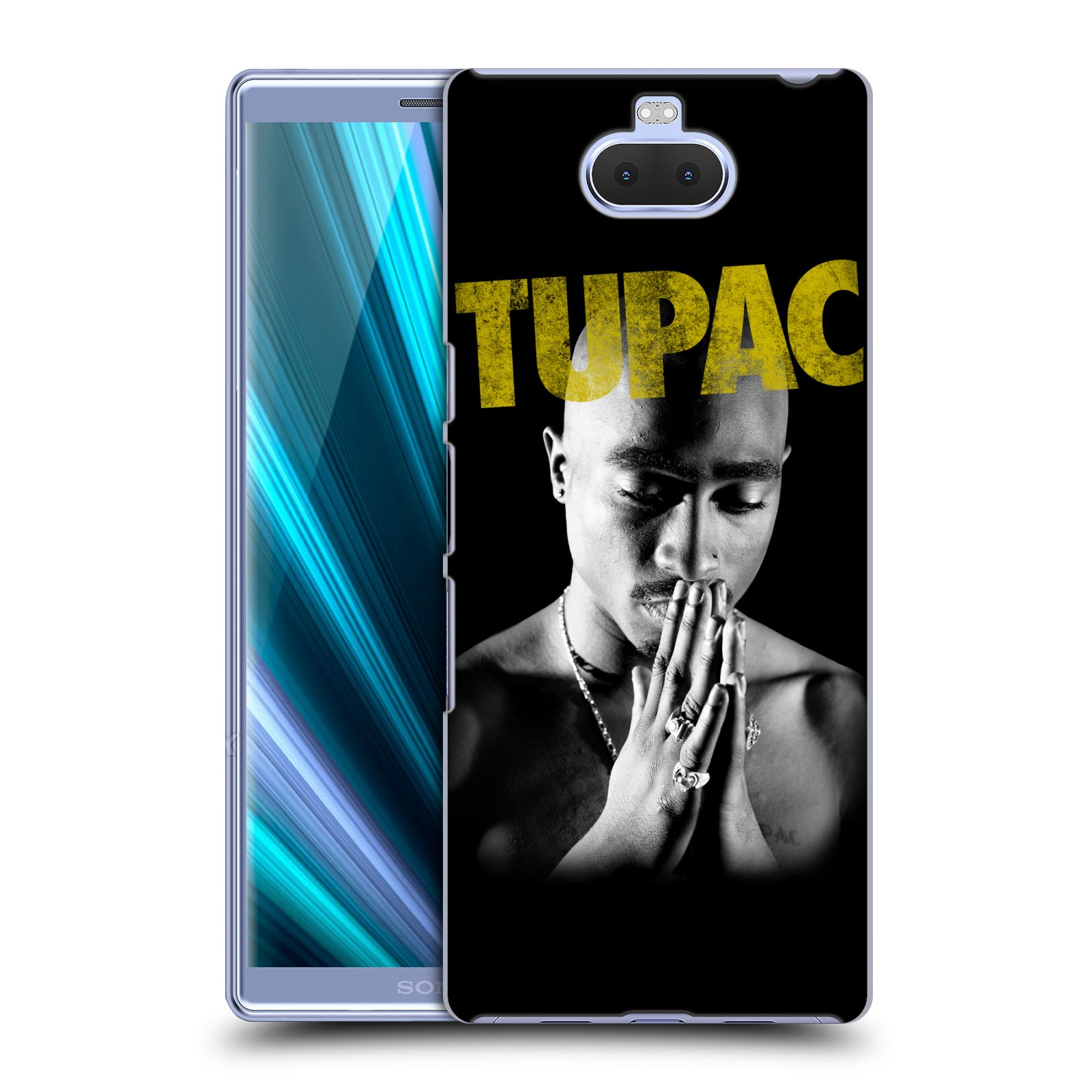Pouzdro na mobil Sony Xperia 10 - Head Case - Zpěvák rapper Tupac Shakur 2Pac zlatý nadpis