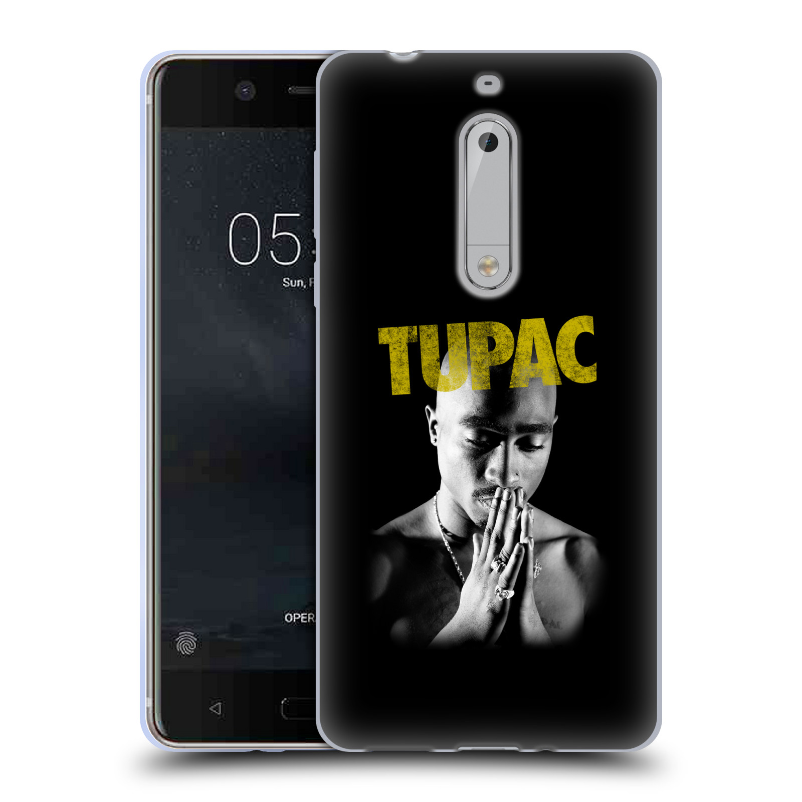 HEAD CASE silikonový obal na mobil Nokia 5 Zpěvák rapper Tupac Shakur 2Pac zlatý nadpis