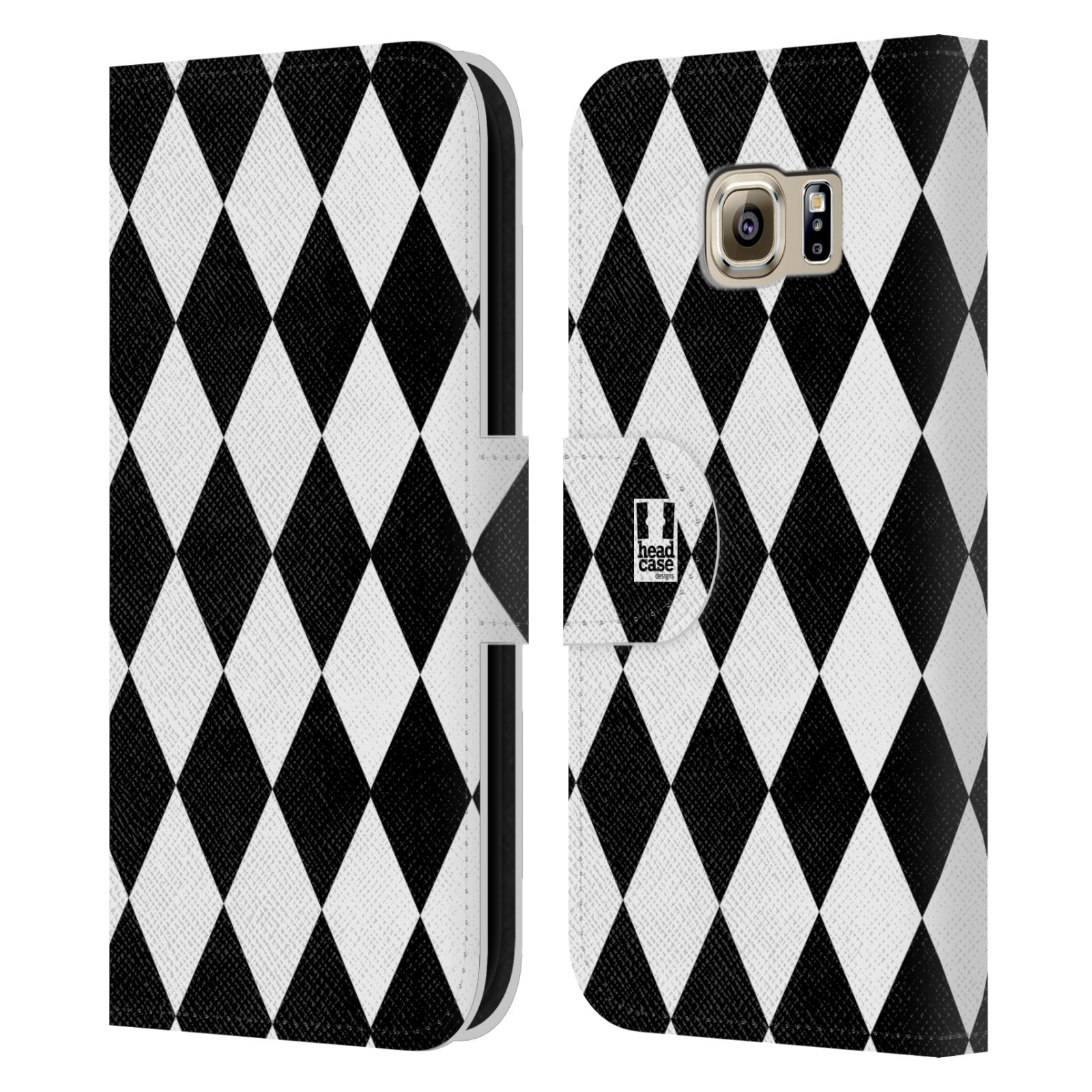 HEAD CASE Flipové pouzdro pro mobil Samsung Galaxy S6 (G9200) ČERNÁ A BÍLÁ diamant