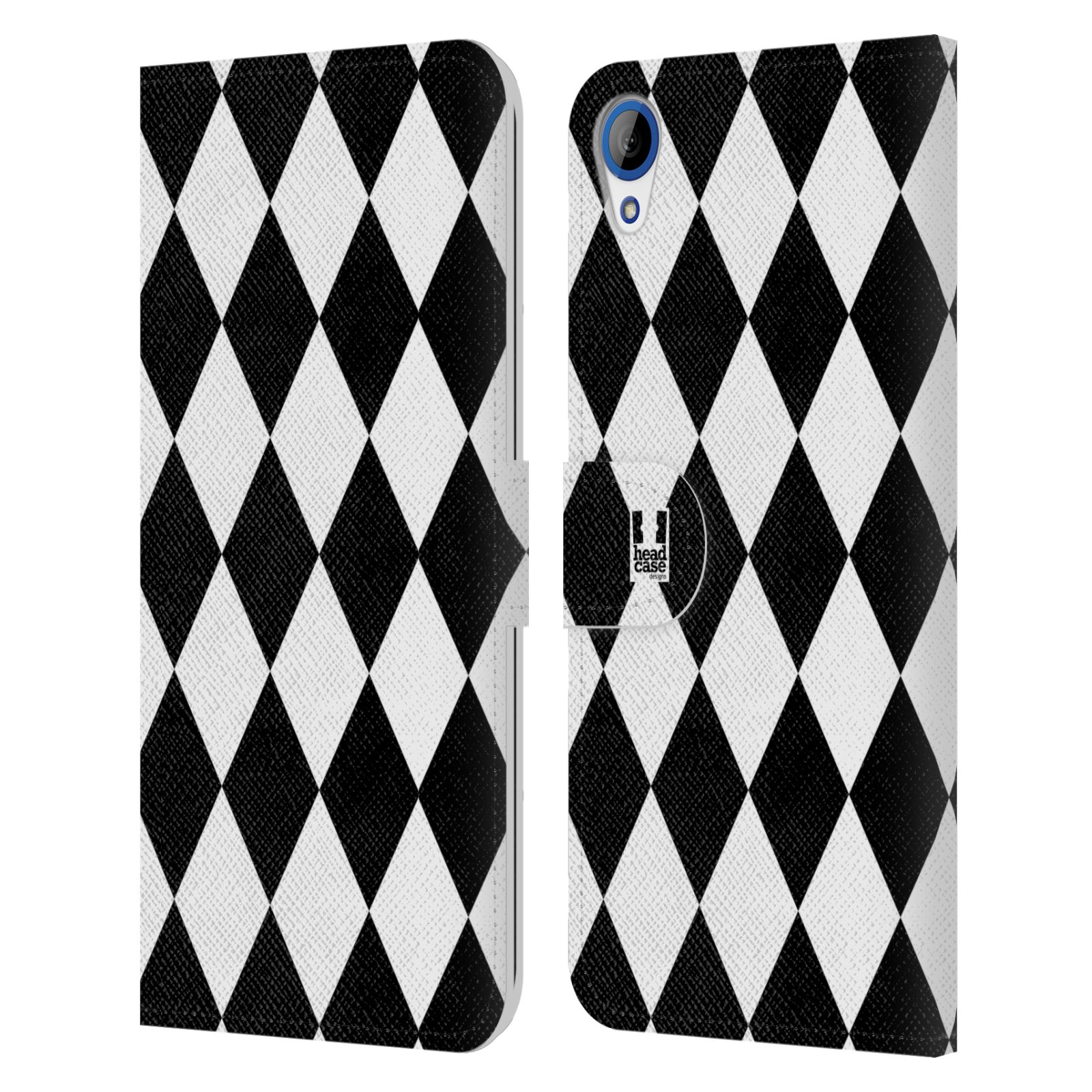 HEAD CASE Flipové pouzdro pro mobil HTC DESIRE 820 ČERNÁ A BÍLÁ diamant