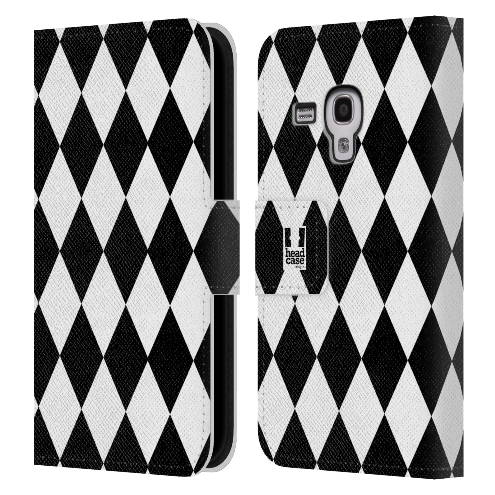 HEAD CASE Flipové pouzdro pro mobil Samsung Galaxy S3 MINI ČERNÁ A BÍLÁ diamant