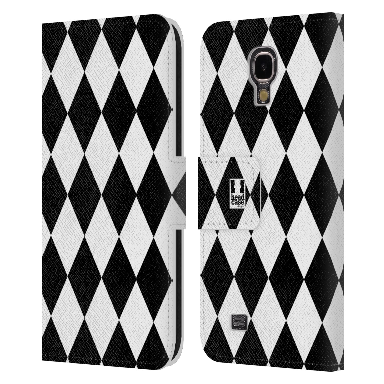 HEAD CASE Flipové pouzdro pro mobil Samsung Galaxy S4 ČERNÁ A BÍLÁ diamant