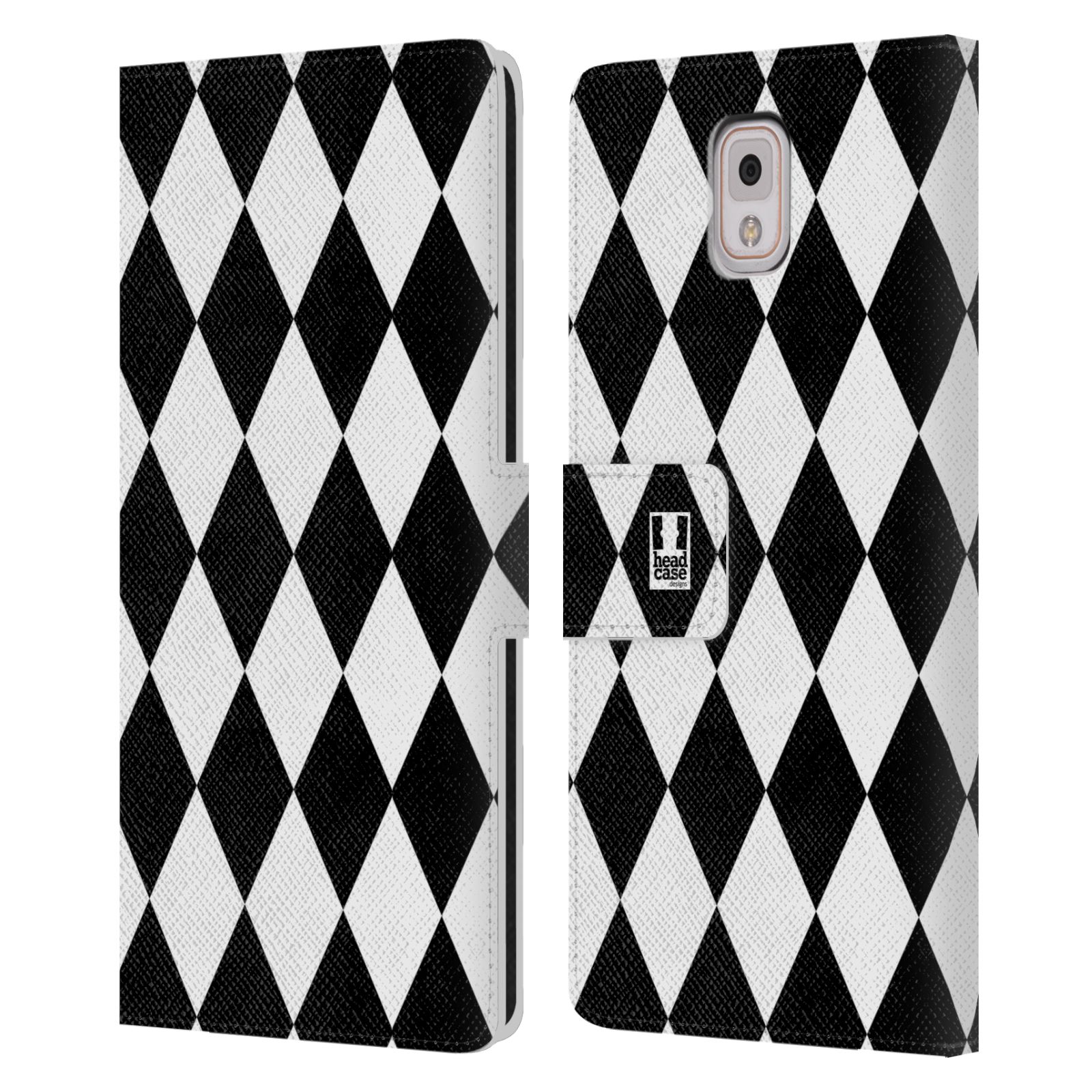 HEAD CASE Flipové pouzdro pro mobil Samsung Galaxy Note 3 N9005 ČERNÁ A BÍLÁ diamant