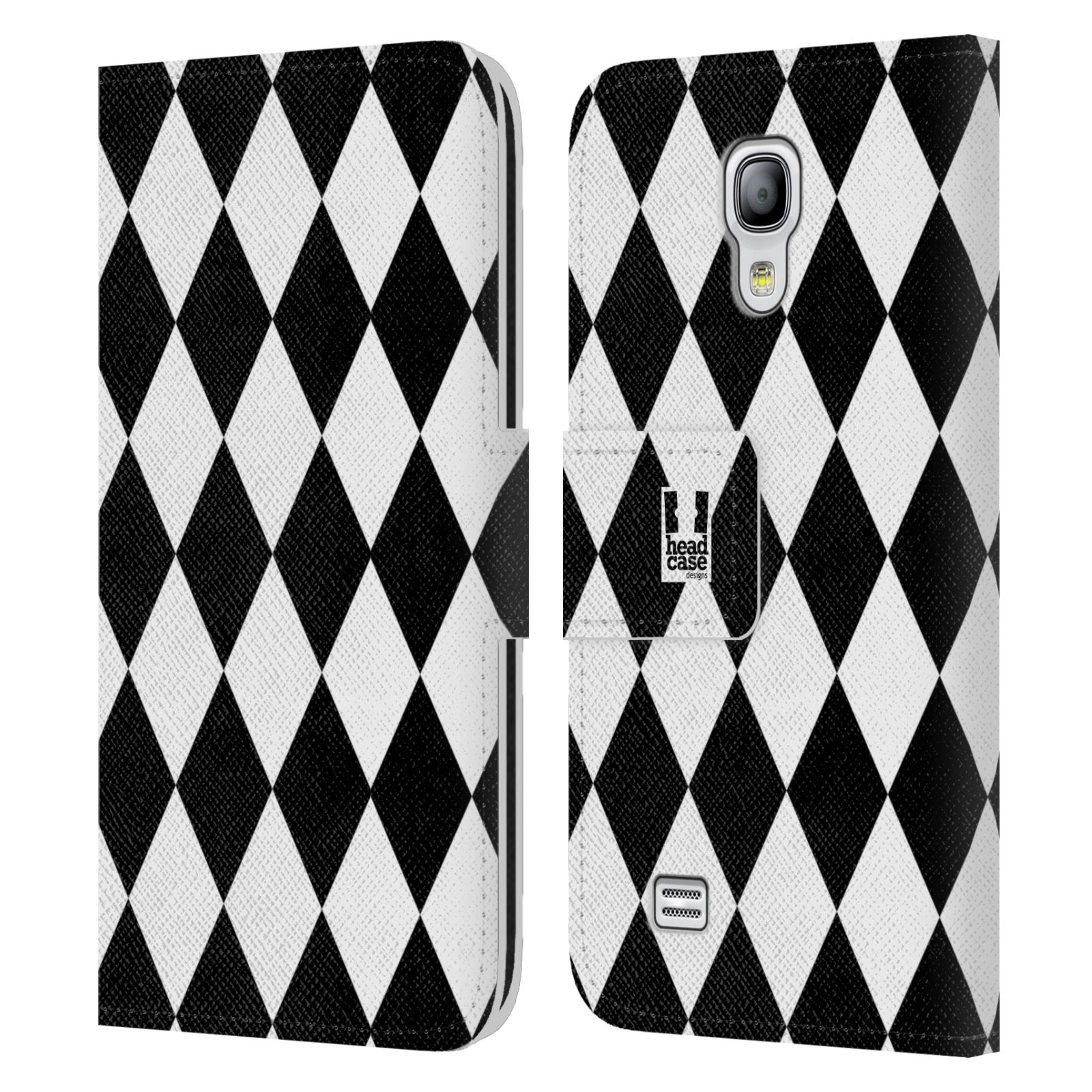 HEAD CASE Flipové pouzdro pro mobil Samsung Galaxy S4 MINI / S4 MINI DUOS ČERNÁ A BÍLÁ diamant
