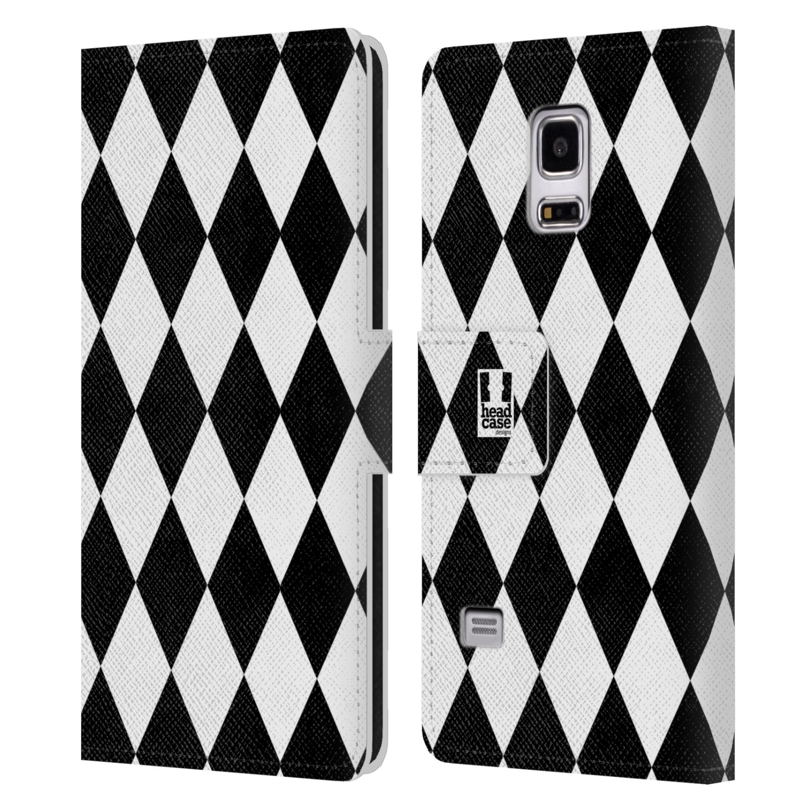 HEAD CASE Flipové pouzdro pro mobil Samsung Galaxy S5 MINI / S5 MINI DUOS ČERNÁ A BÍLÁ diamant
