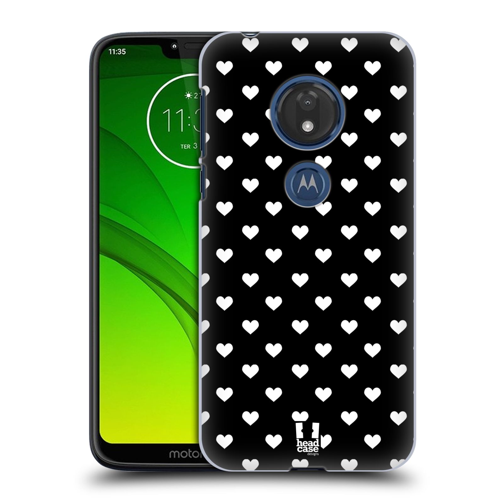 Pouzdro na mobil Motorola Moto G7 Play vzor Srdíčka ČERNÁ A BÍLÁ