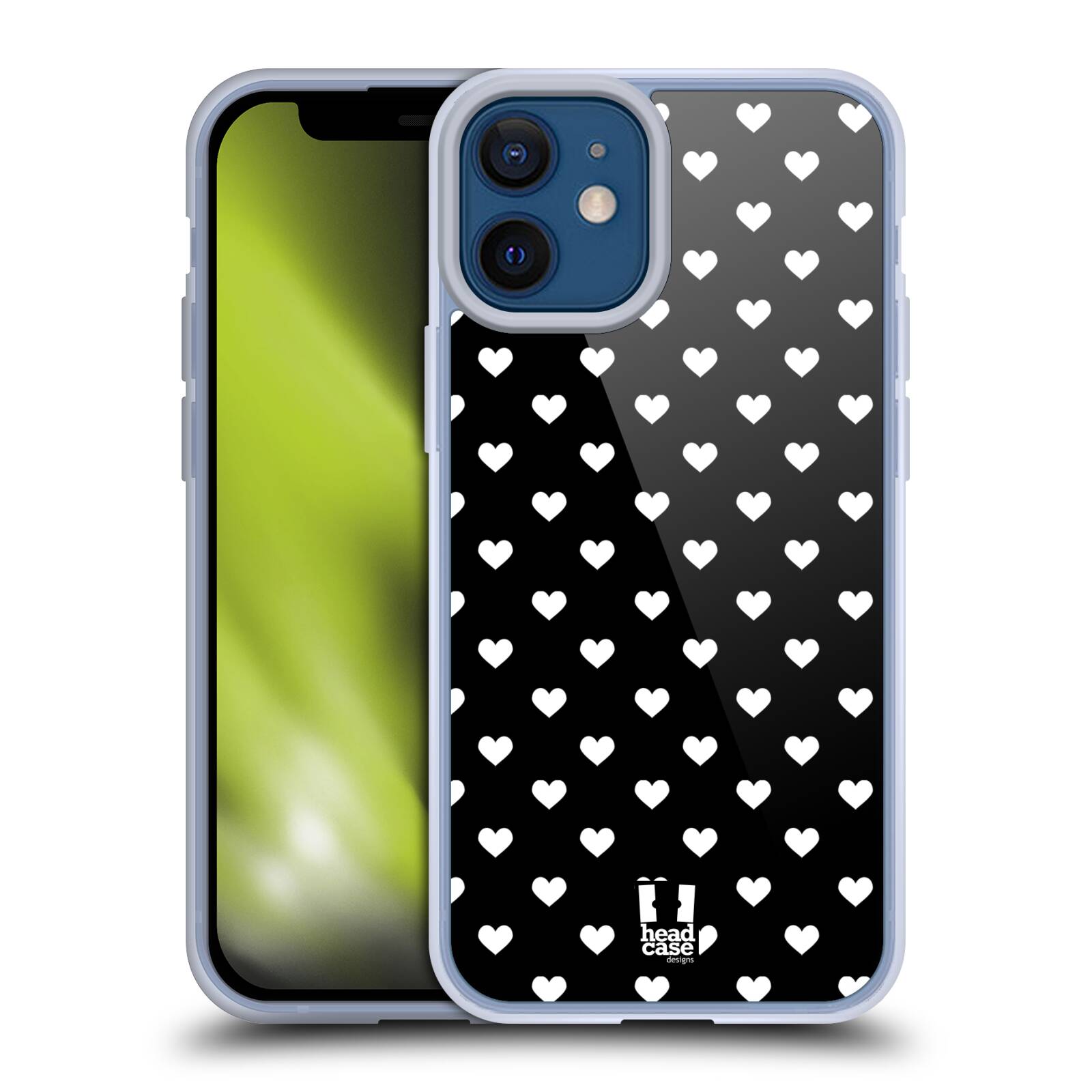 Plastový obal na mobil Apple Iphone 12 MINI vzor Srdíčka ČERNÁ A BÍLÁ