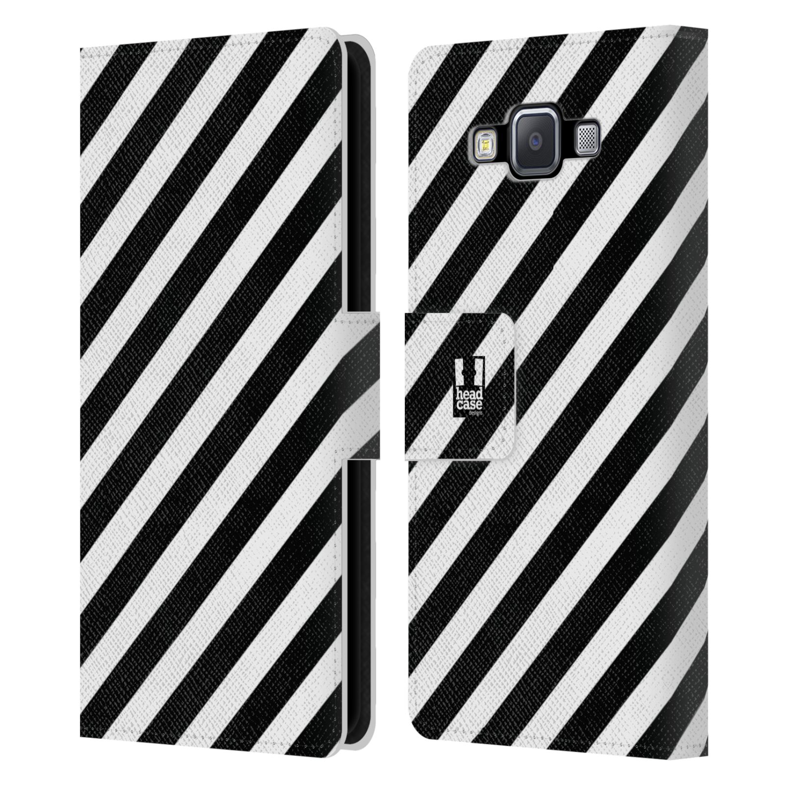 HEAD CASE Flipové pouzdro pro mobil Samsung Galaxy A5 ČERNÁ A BÍLÁ zebra pruhy