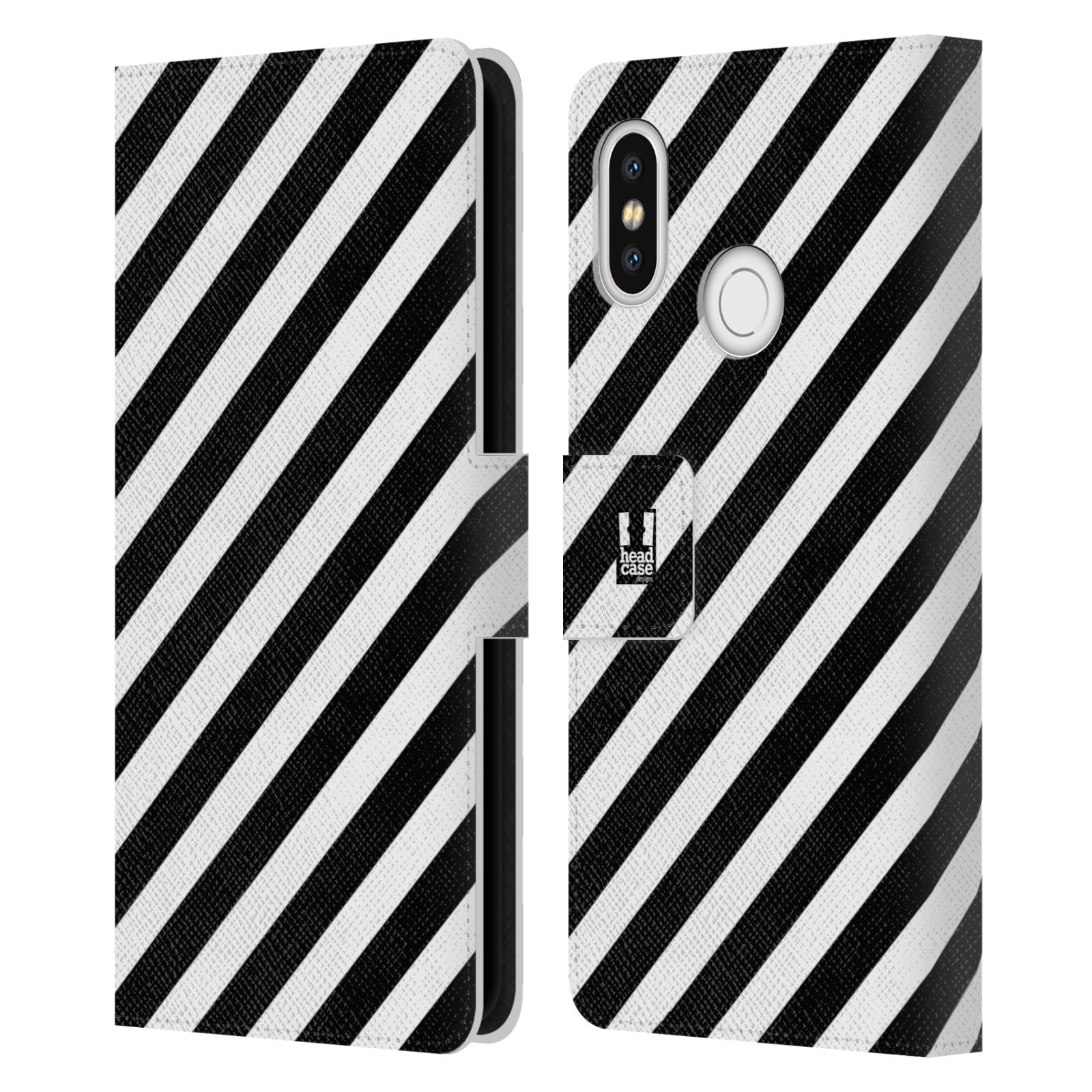 HEAD CASE Flipové pouzdro pro mobil Xiaomi Mi 8 ČERNÁ A BÍLÁ zebra pruhy