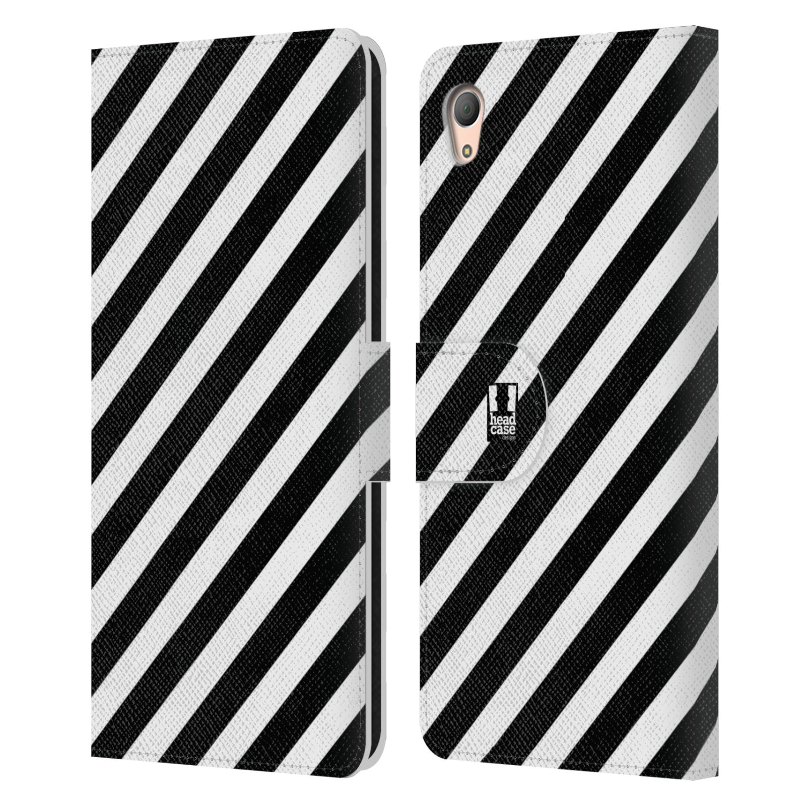 HEAD CASE Flipové pouzdro pro mobil SONY XPERIA Z3+ (PLUS) ČERNÁ A BÍLÁ zebra pruhy