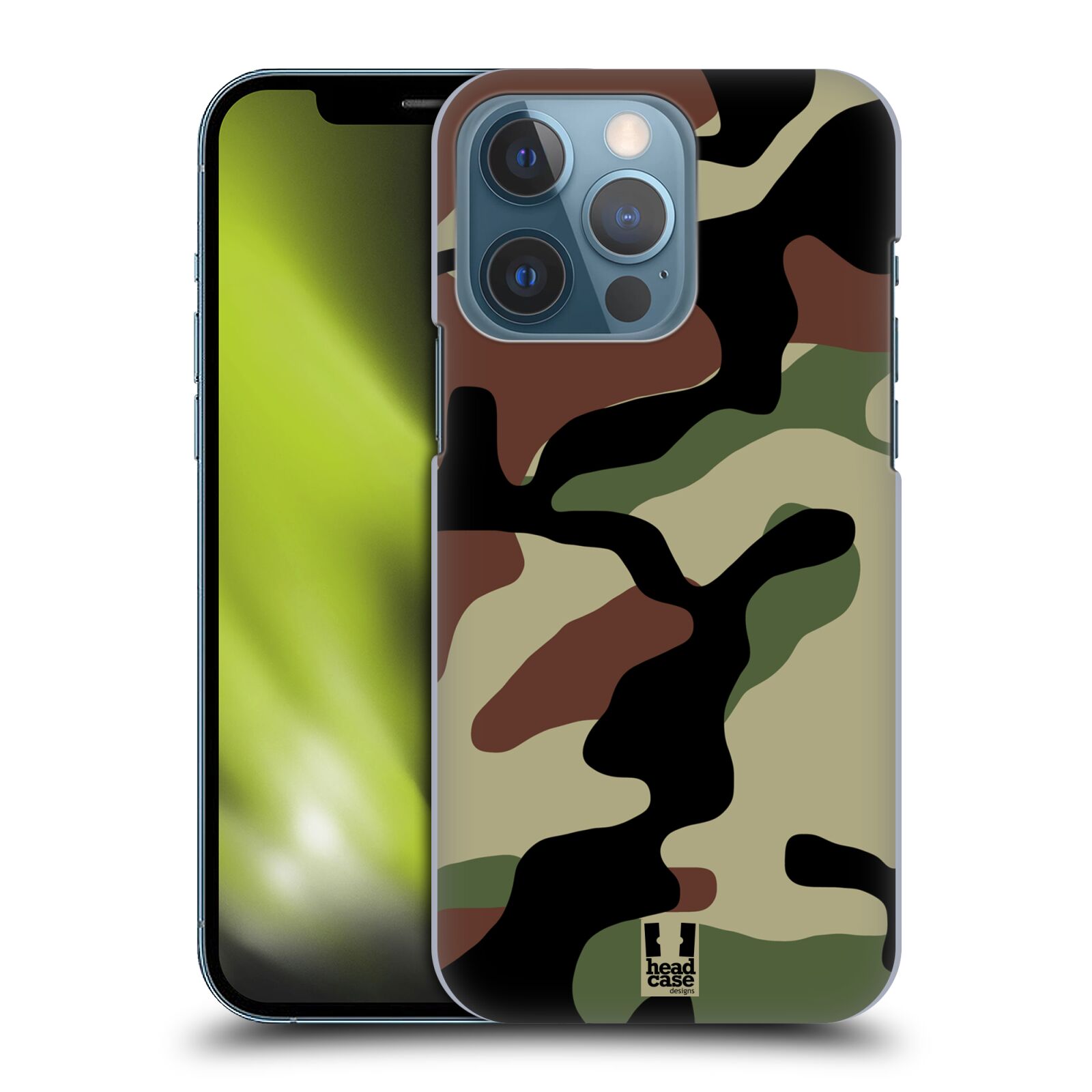 Pouzdro na mobil Apple Iphone 13 PRO - HEAD CASE - Kamufláž les