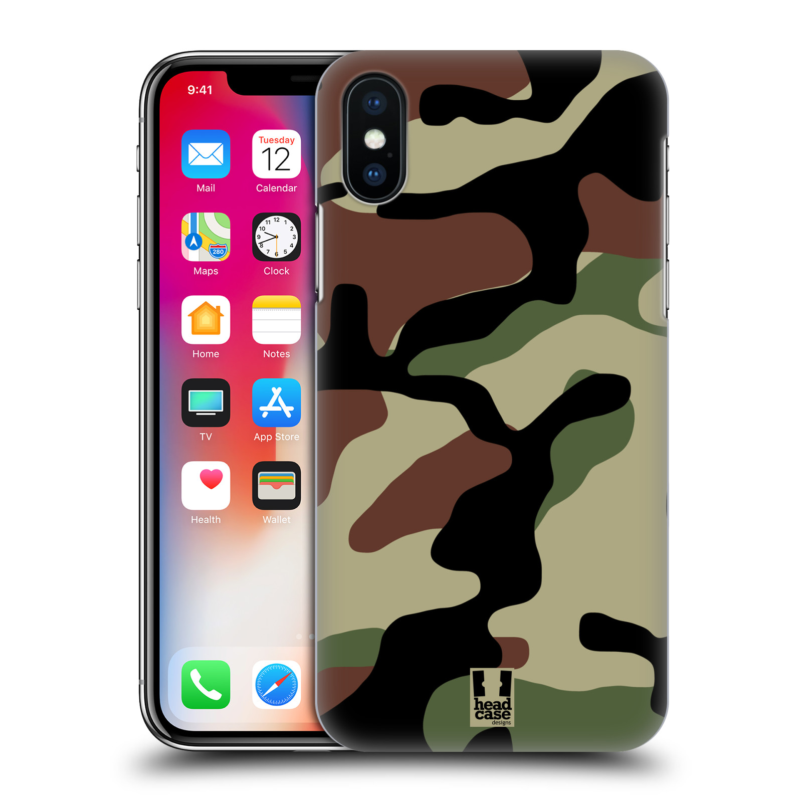 Pouzdro na mobil Apple Iphone X/XS - HEAD CASE - Kamufláž les