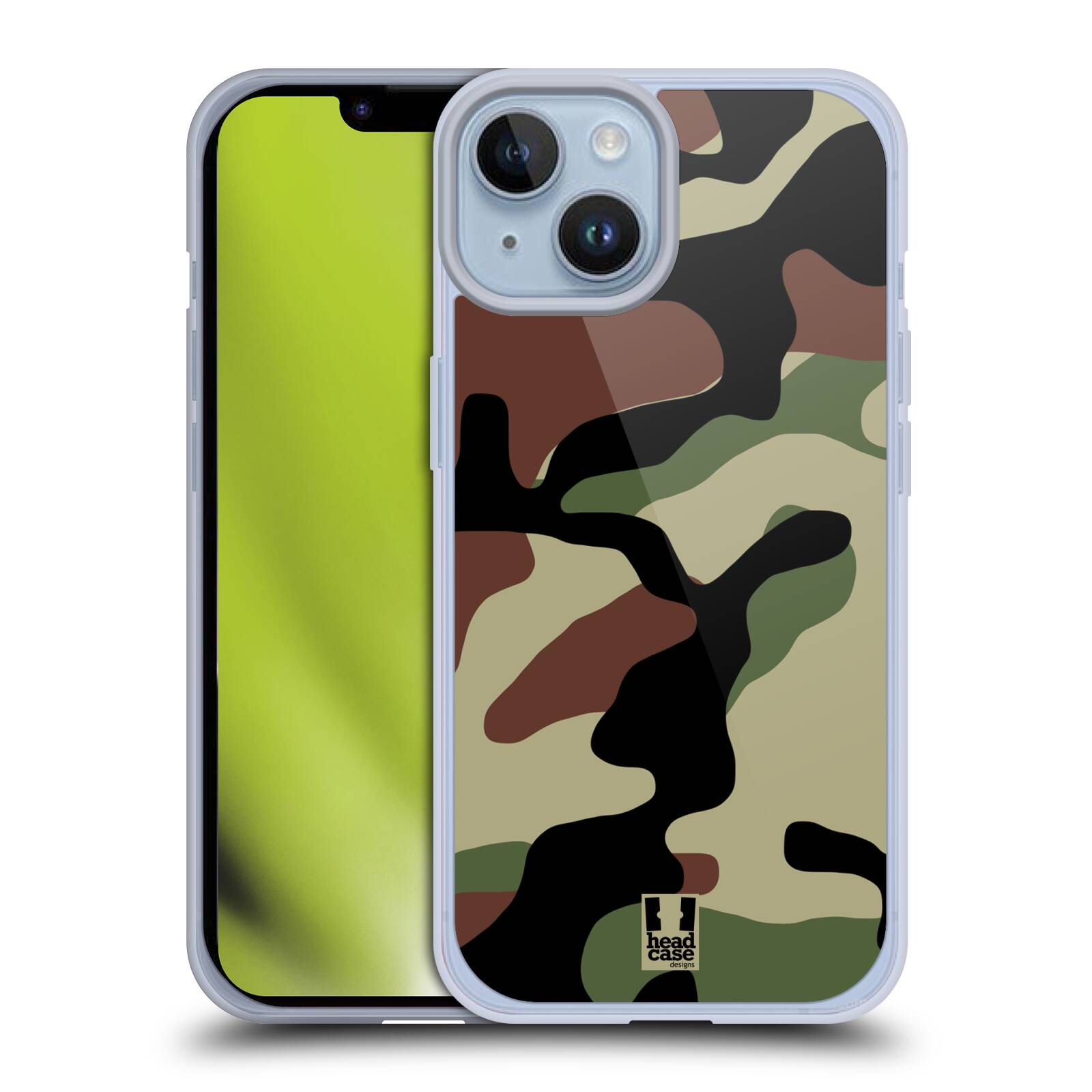 Pouzdro na mobil Apple Iphone 14 - HEAD CASE - Kamufláž les
