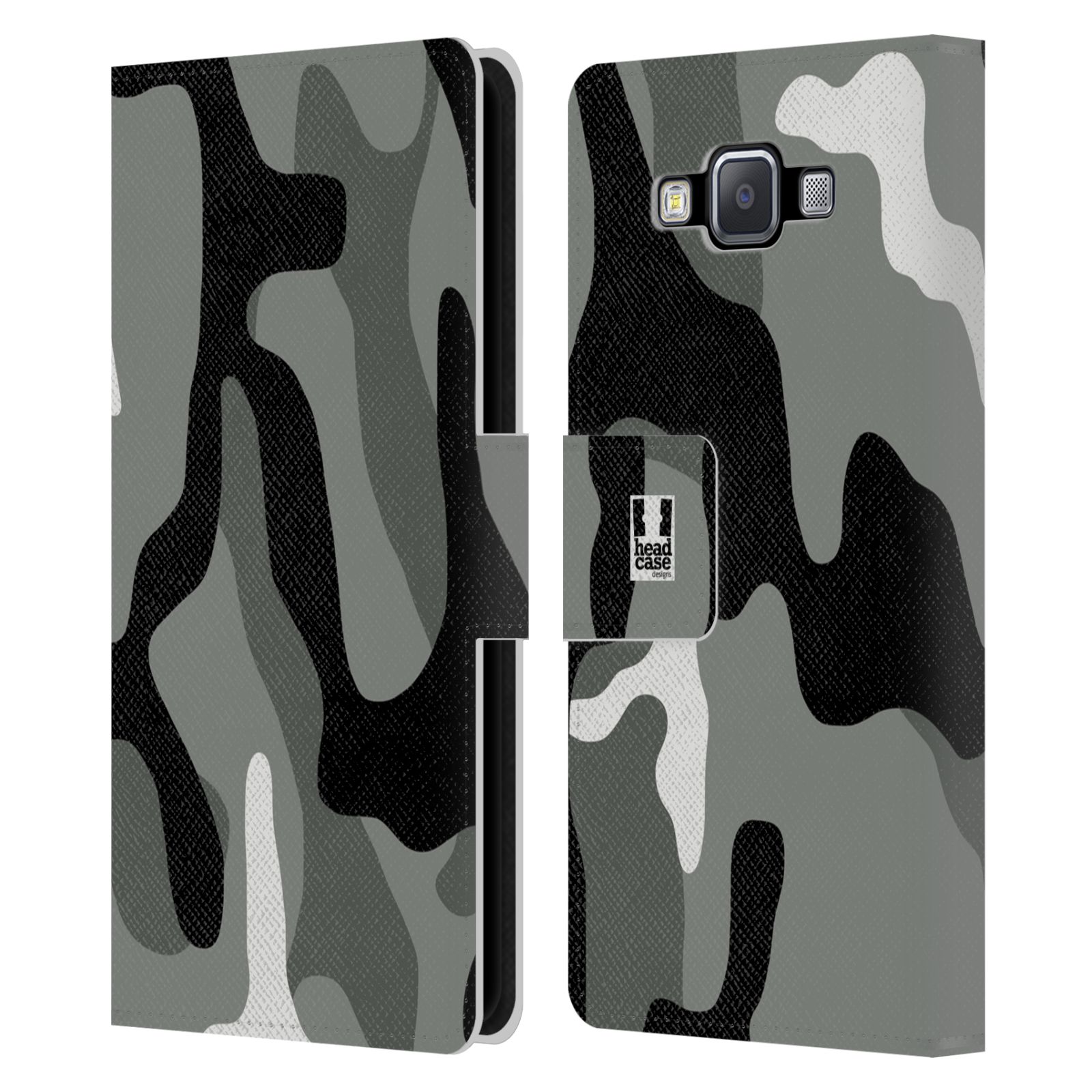 HEAD CASE Flipové pouzdro pro mobil Samsung Galaxy A5 kamufláž šedá barva