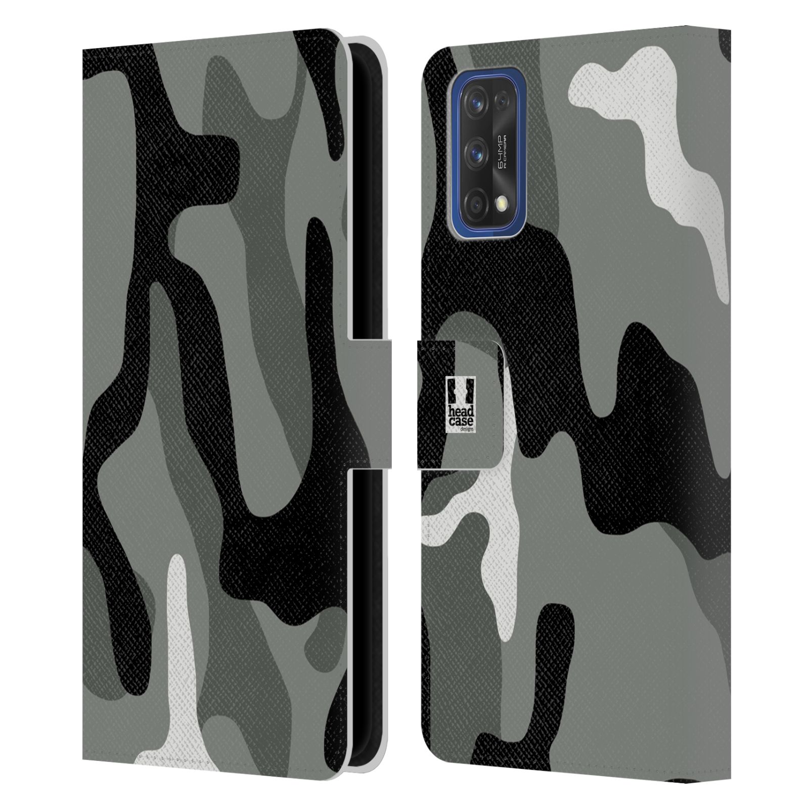 Pouzdro pro mobil Realme 7 PRO - HEAD CASE - Šedý odstín kamufláž