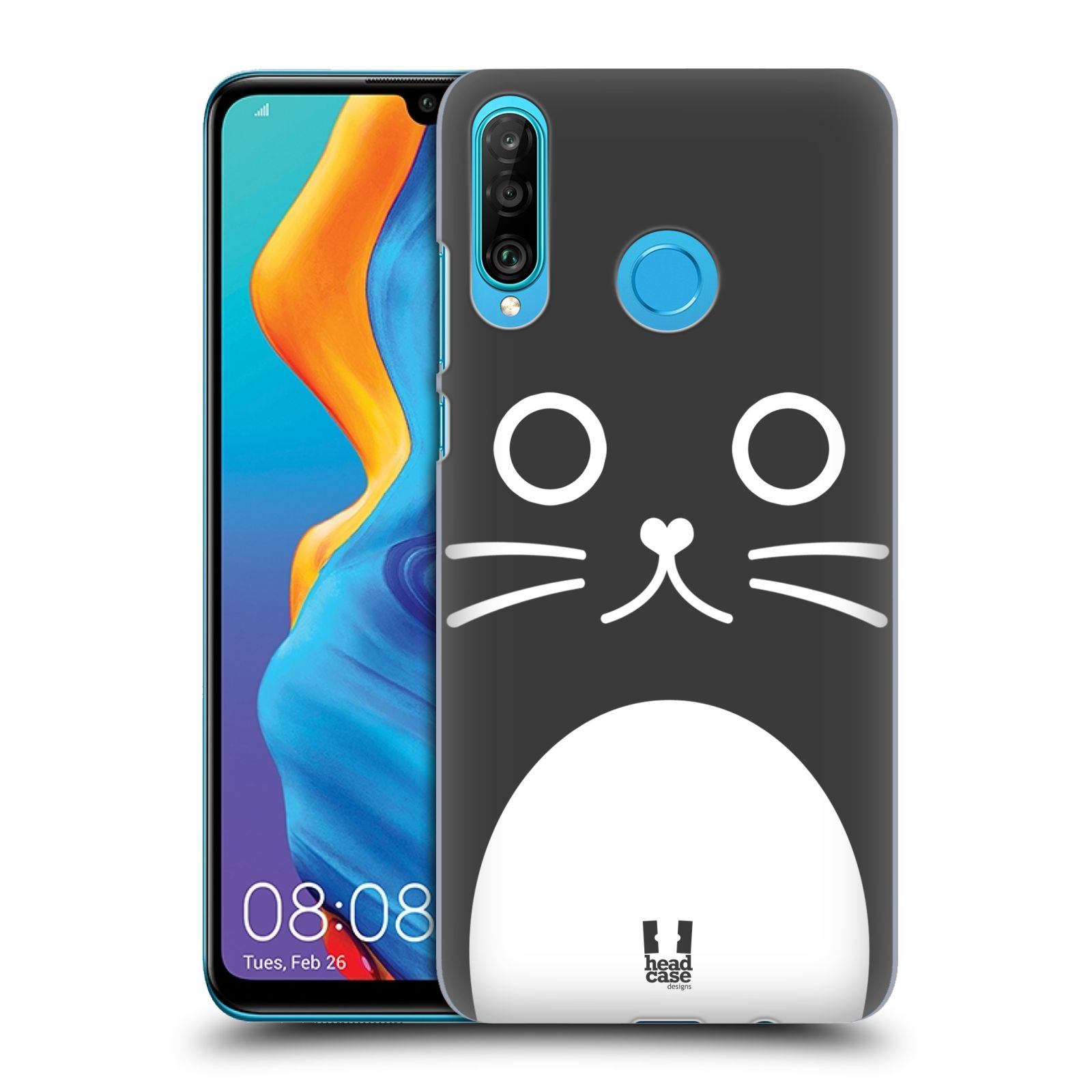 Pouzdro na mobil Huawei P30 LITE - HEAD CASE - vzor Cartoon Karikatura kreslená zvířátka kočka