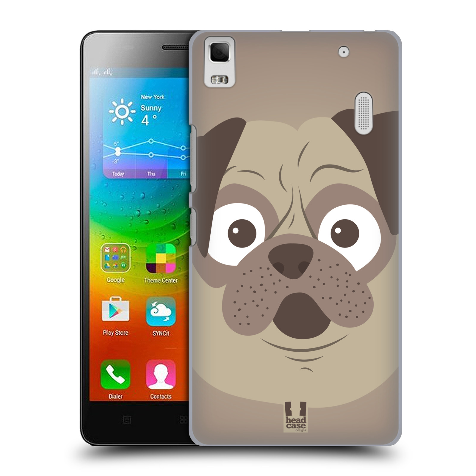 HEAD CASE pevný plastový obal na mobil LENOVO A7000 / A7000 DUAL / K3 NOTE vzor Cartoon Karikatura barevná kreslená zvířátka pes mopsík