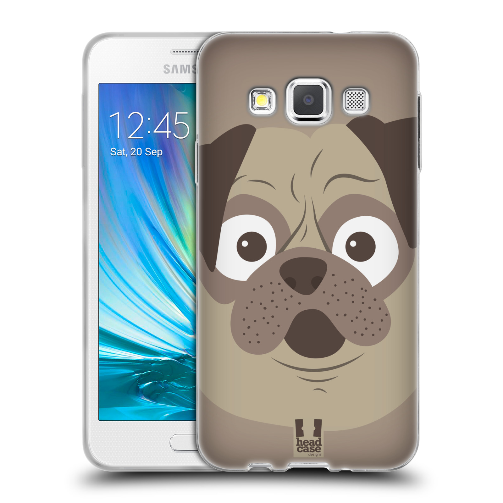 HEAD CASE silikonový obal na mobil Samsung Galaxy A3 vzor Cartoon Karikatura barevná kreslená zvířátka pes mopsík