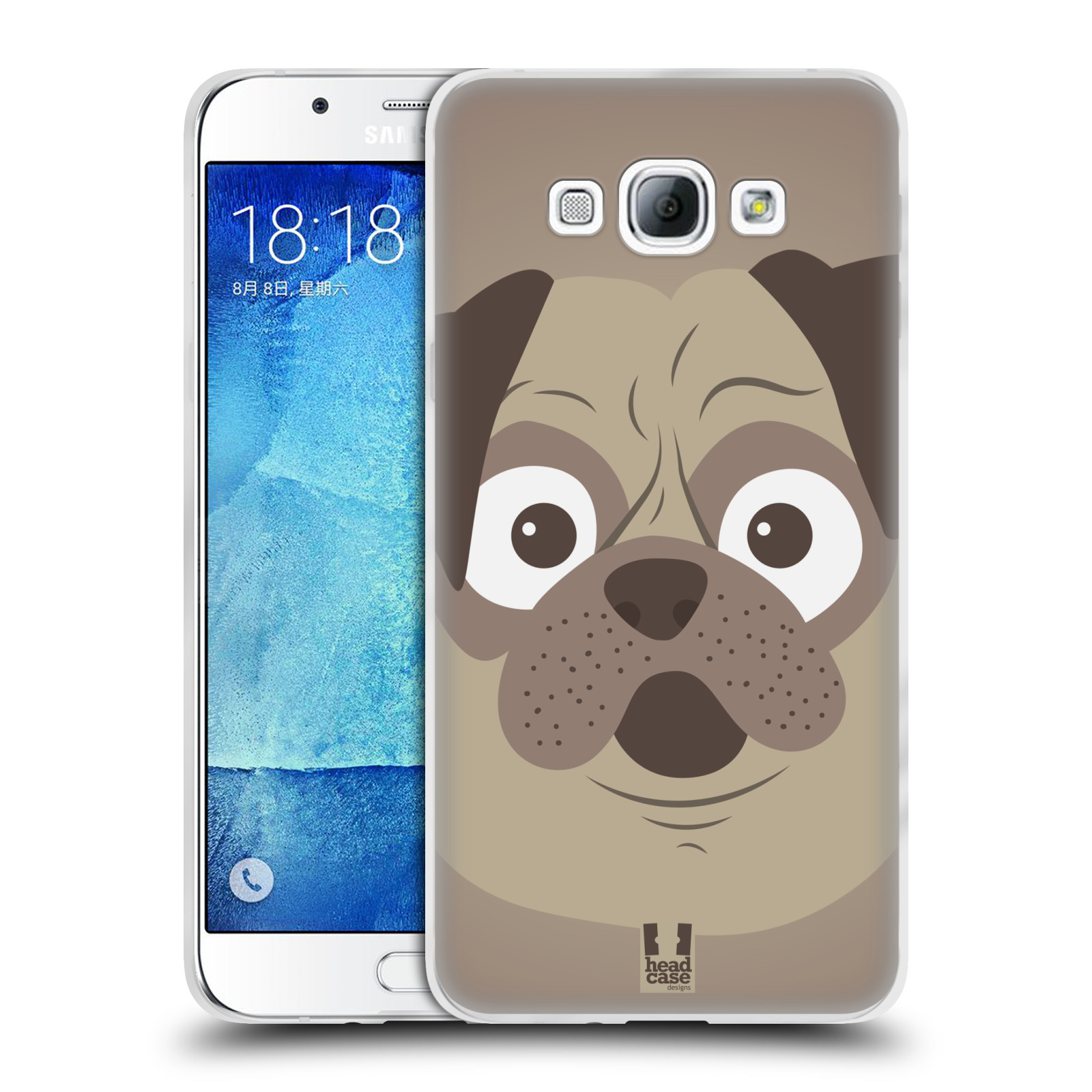 HEAD CASE silikonový obal na mobil Samsung Galaxy A8 vzor Cartoon Karikatura barevná kreslená zvířátka pes mopsík